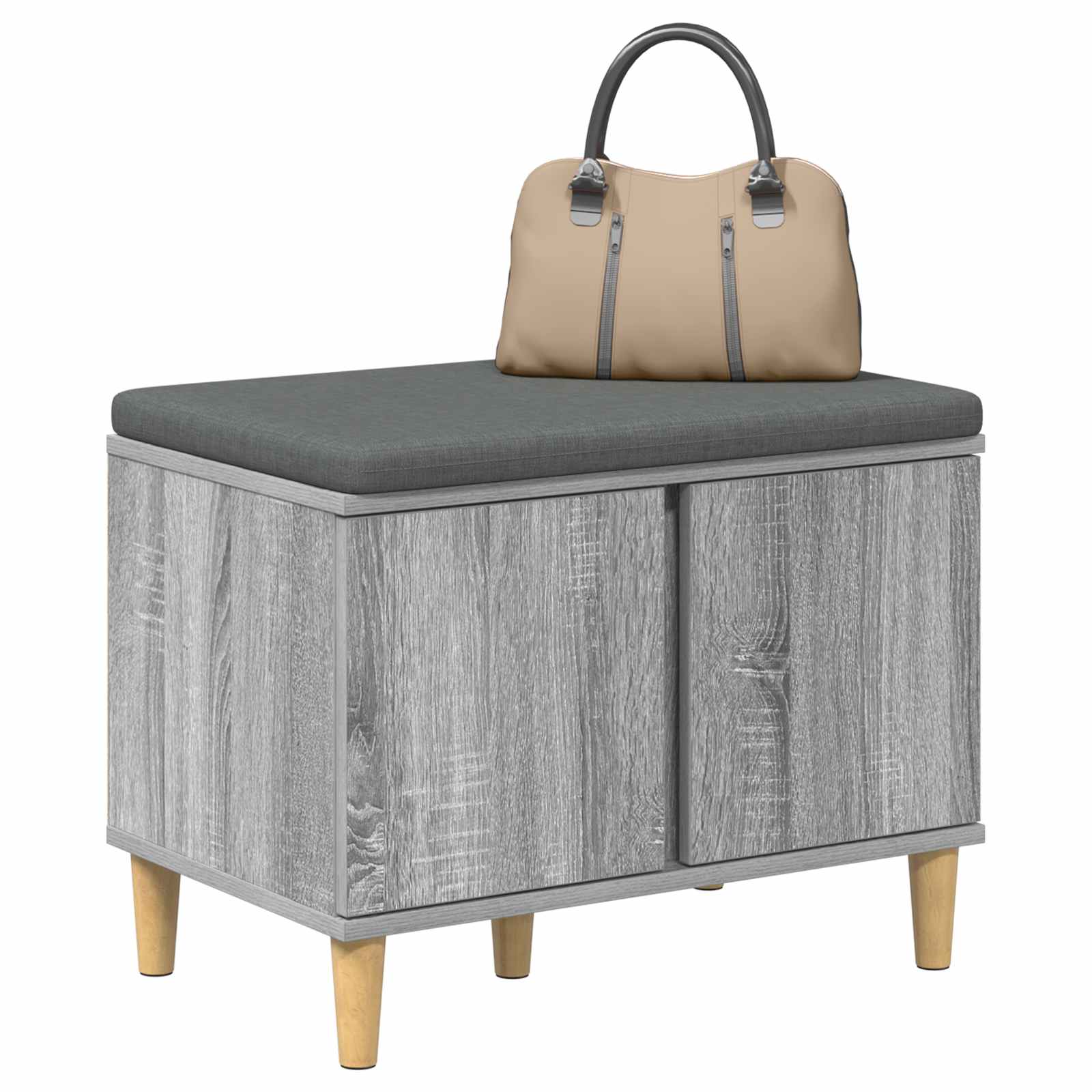 Banc d'entrée avec coussin Gris Sonoma 60 x 38 x 46 cm - XIOS