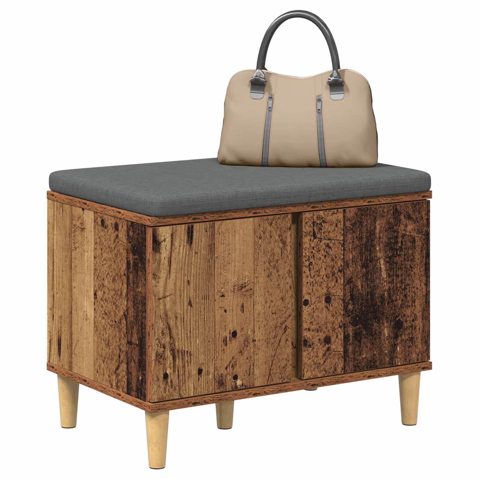 Banc d'entrée avec coussin Bois ancien 60 x 38 x 46 cm - XIOS
