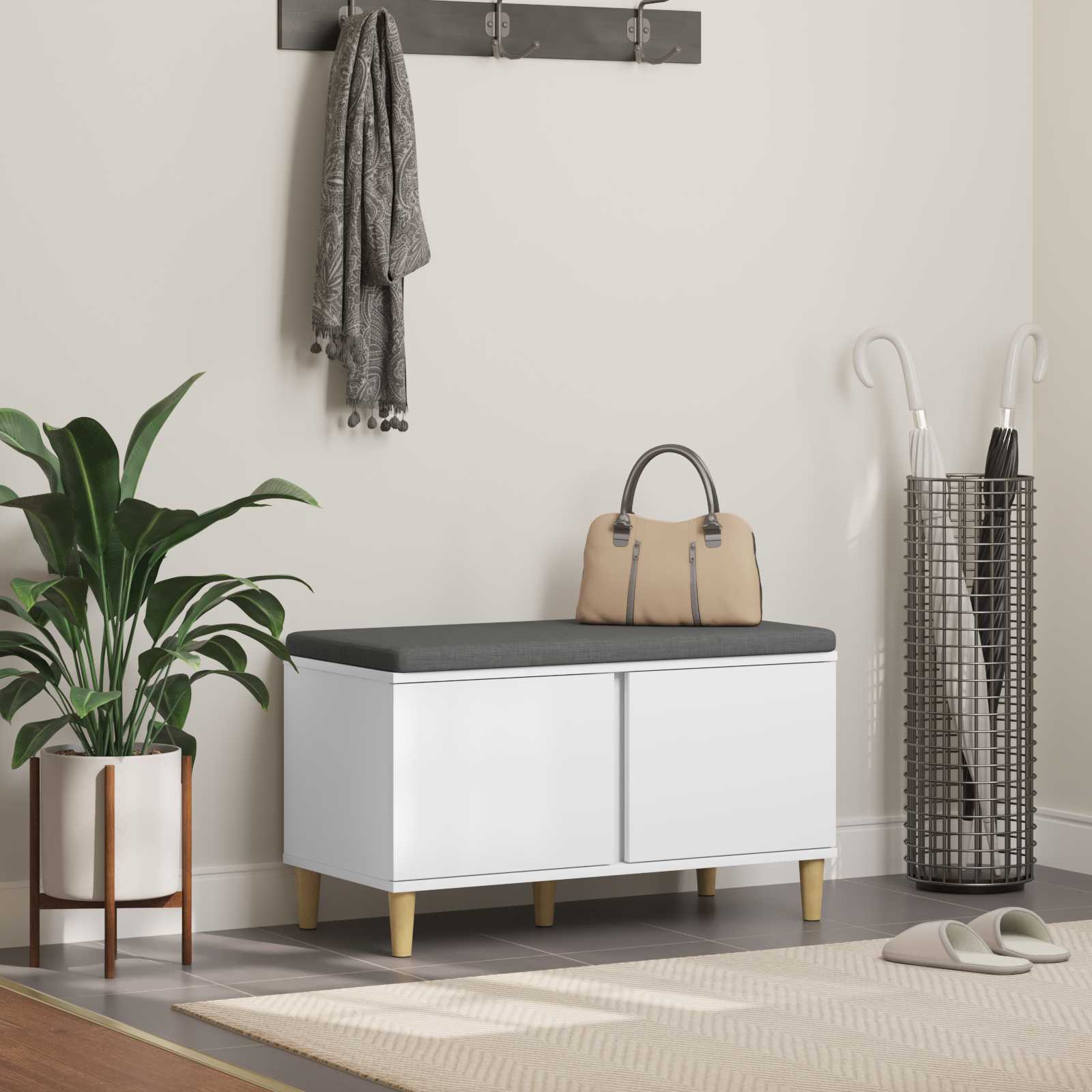 Banc d'entrée Blanc 80 x 38 x 46 cm Bois Ingénierie et Tissu - XIOS