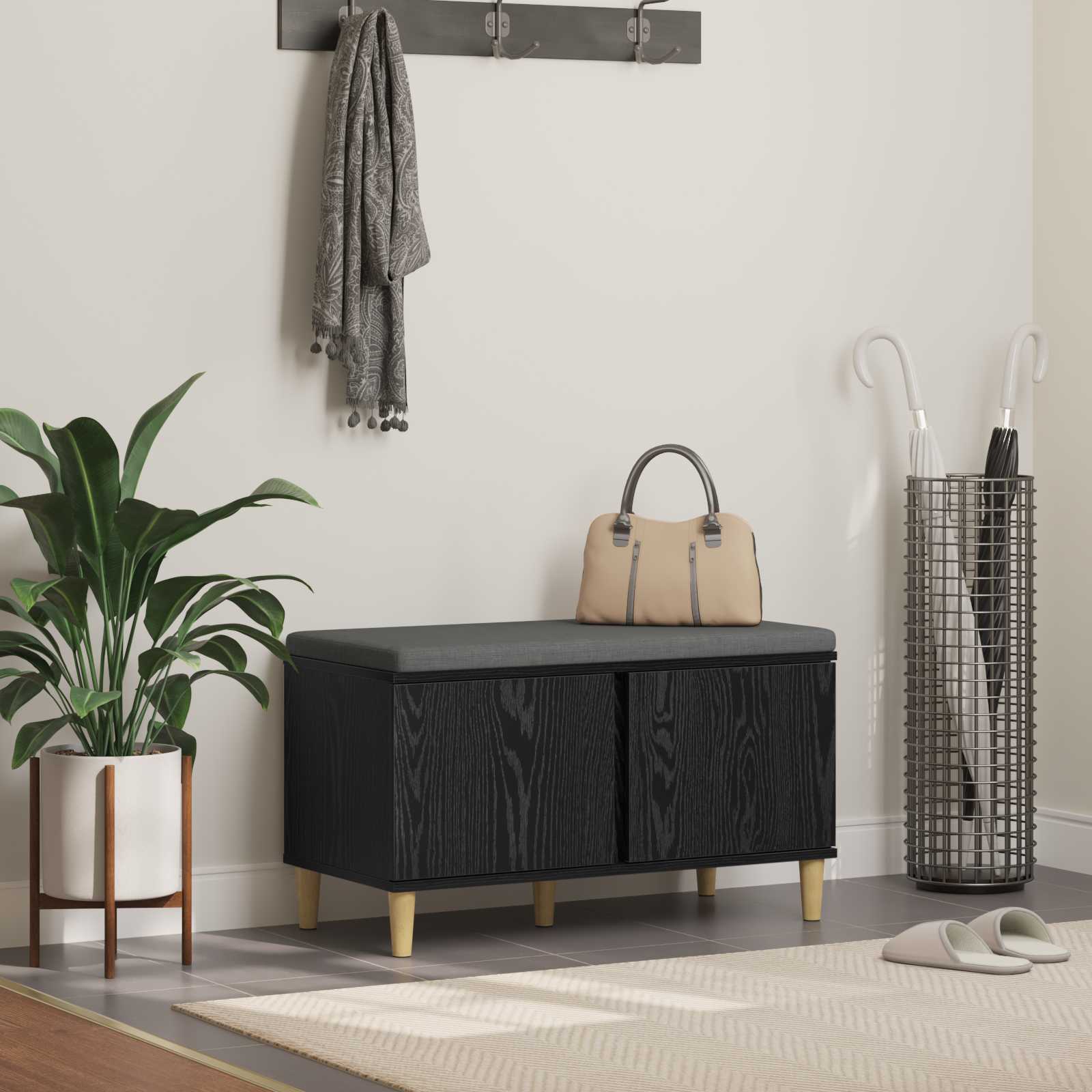 Banc d'entrée avec coussin Chêne Noir 80 x 38 x 46 cm - XIOS