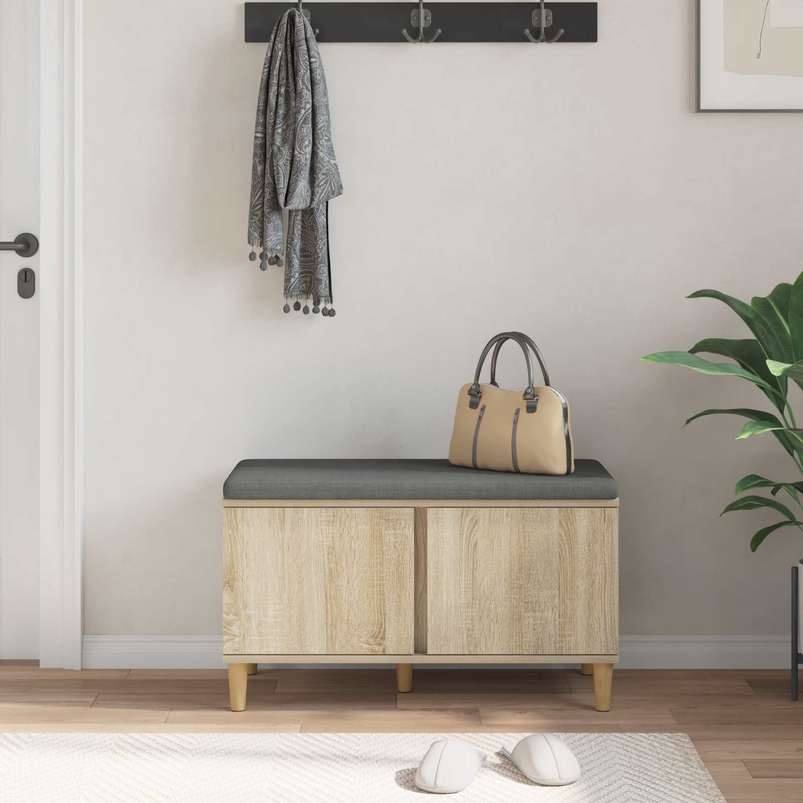 Banc d'entrée avec coussin Chêne Sonoma 80 x 38 x 46 cm - XIOS