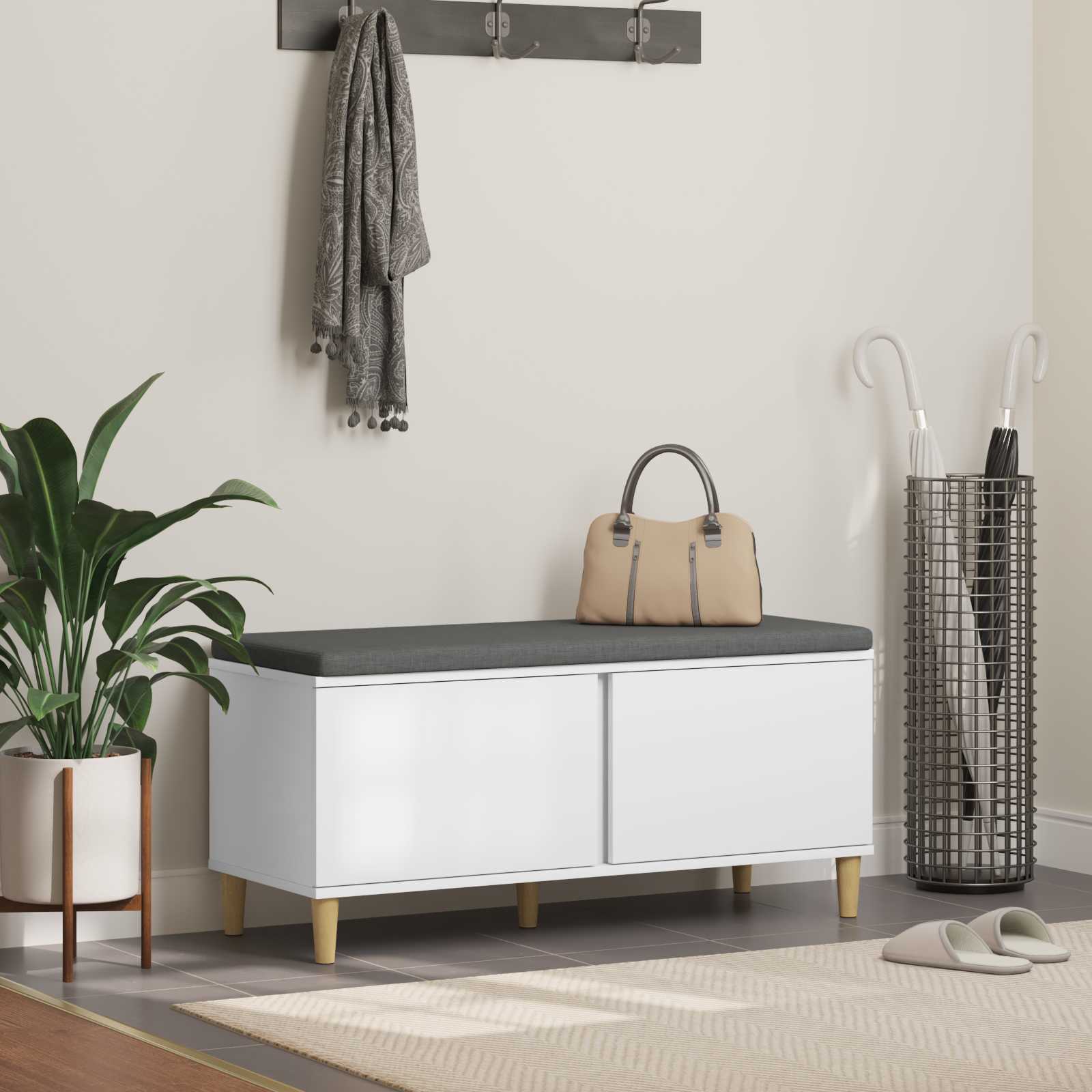 Banc d'entrée Blanc 100 x 38 x 46 cm Bois Ingénierie et Tissu - XIOS