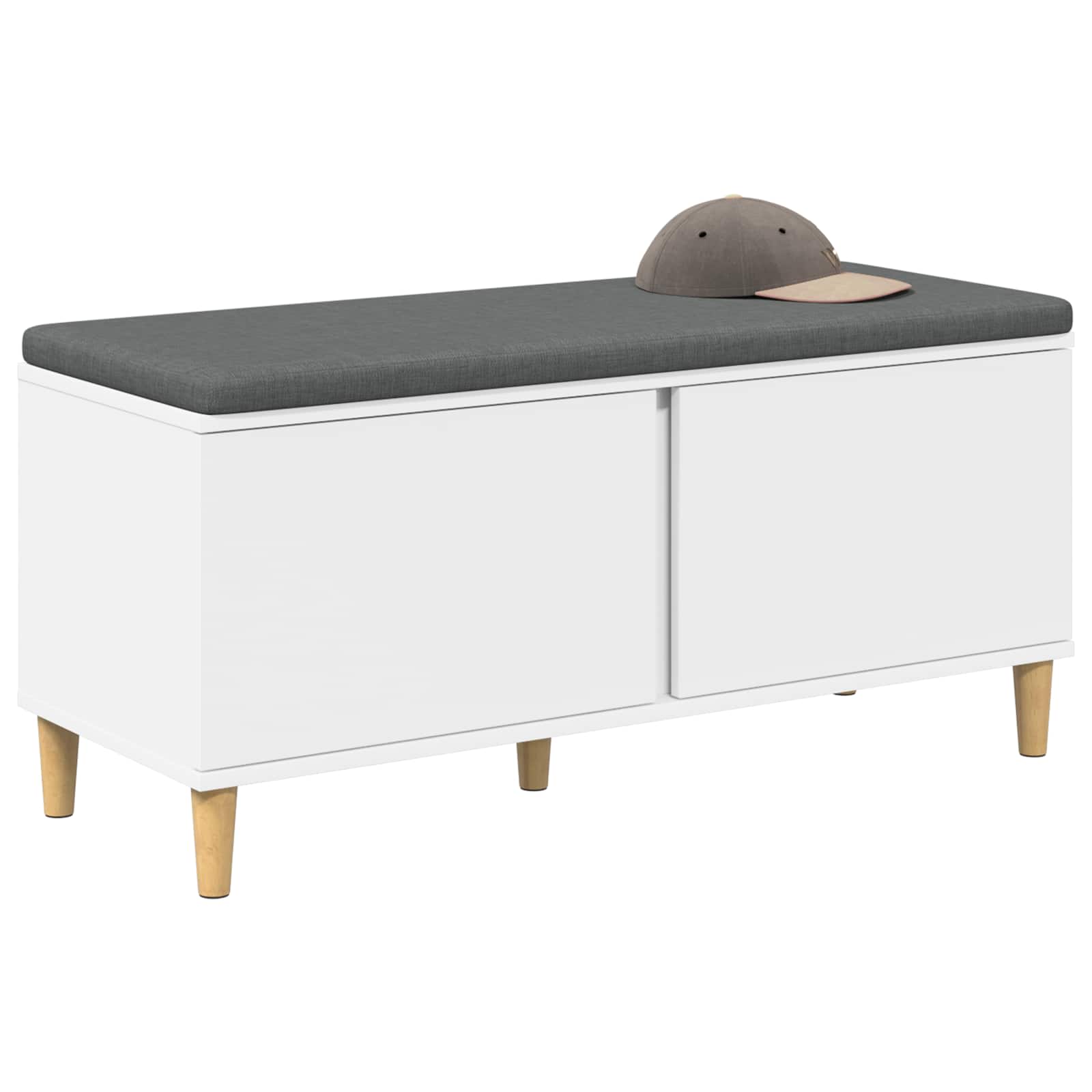 Banc d'entrée Blanc 100 x 38 x 46 cm Bois Ingénierie et Tissu - XIOS
