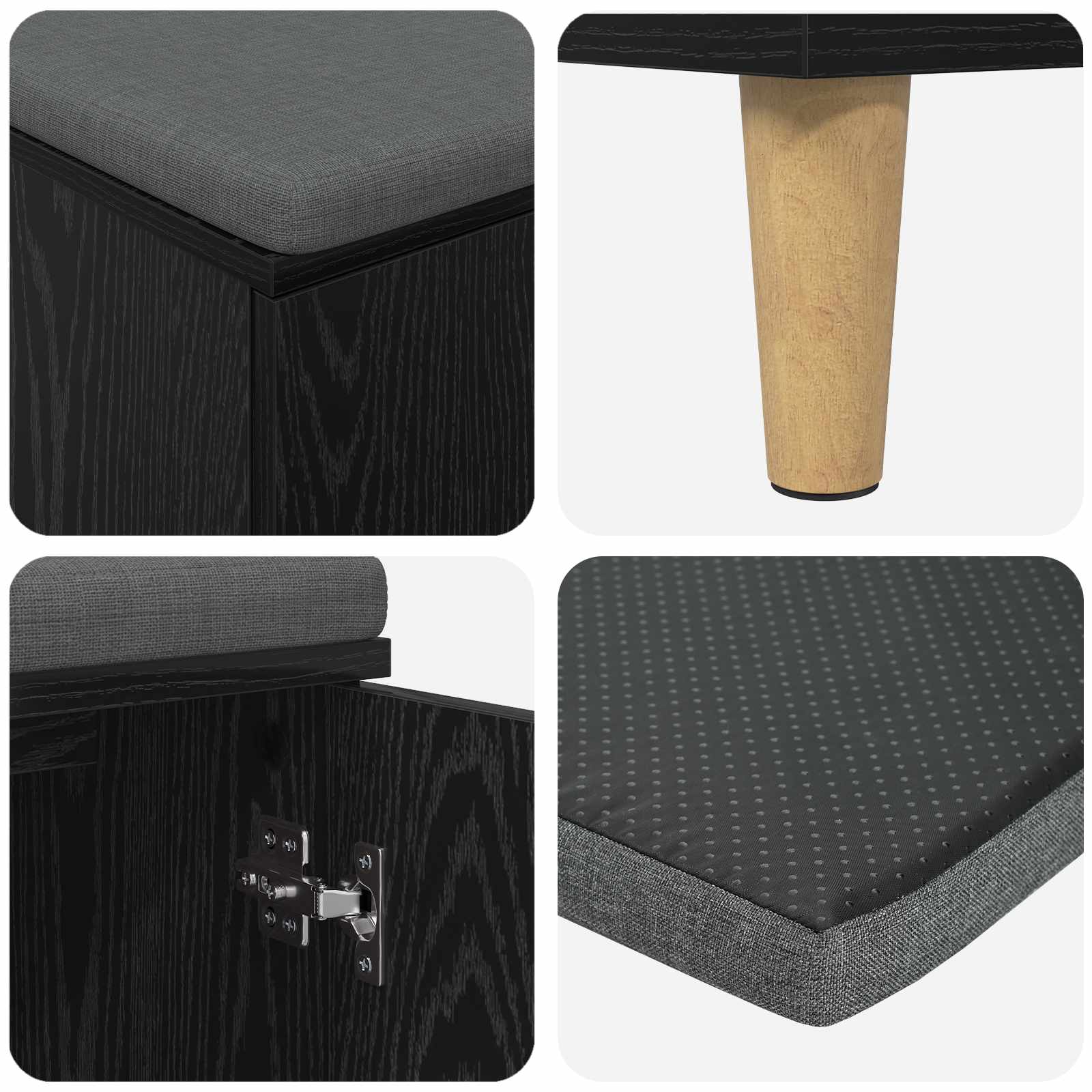 Banc d'entrée avec coussin Chêne Noir 100 x 38 x 46 cm - XIOS