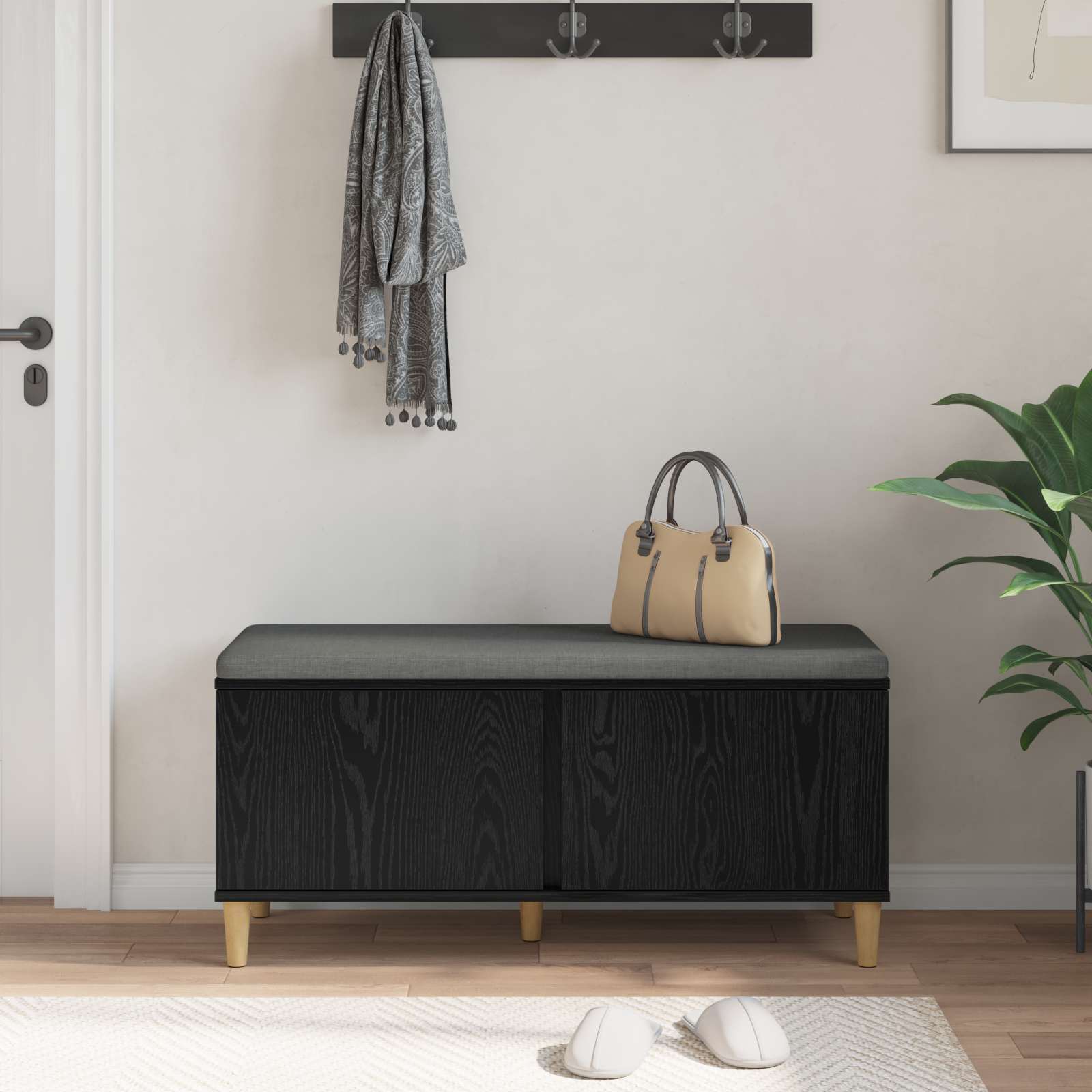 Banc d'entrée avec coussin Chêne Noir 100 x 38 x 46 cm - XIOS