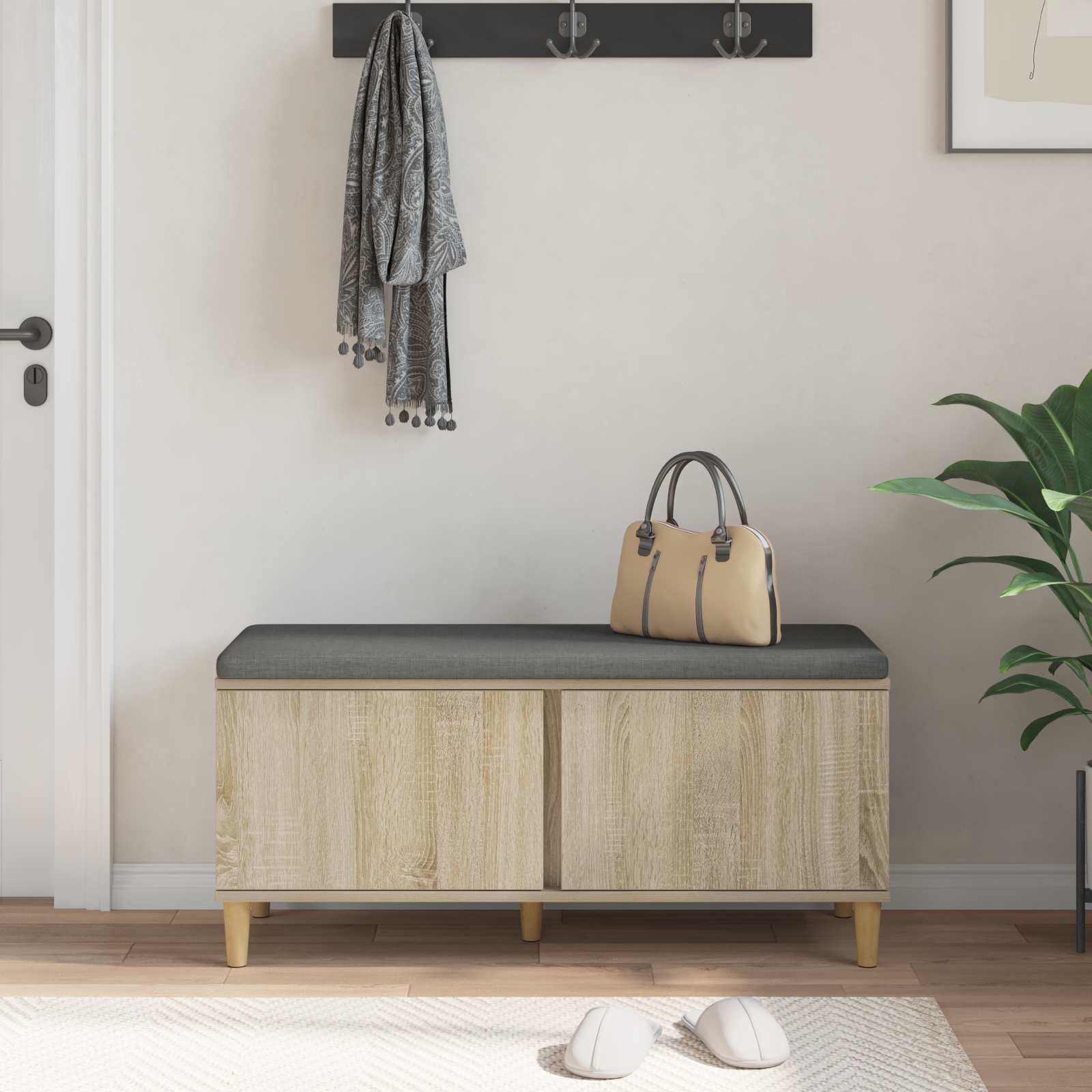 Banc d'entrée avec coussin Chêne Sonoma 100 x 38 x 46 cm - XIOS