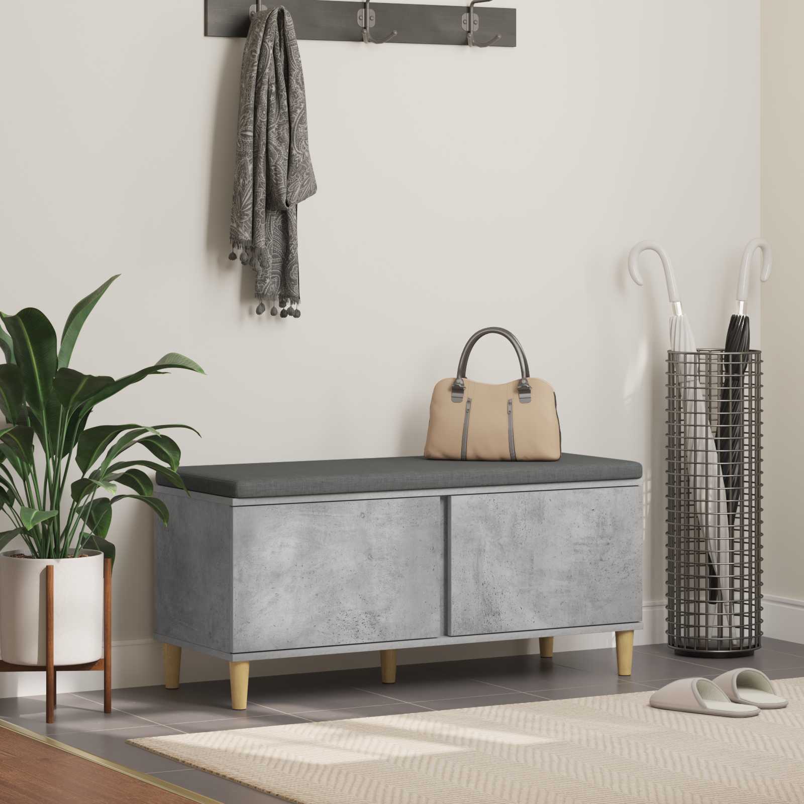 Banc d'entrée avec coussin Gris Béton 100 x 38 x 46 cm - XIOS
