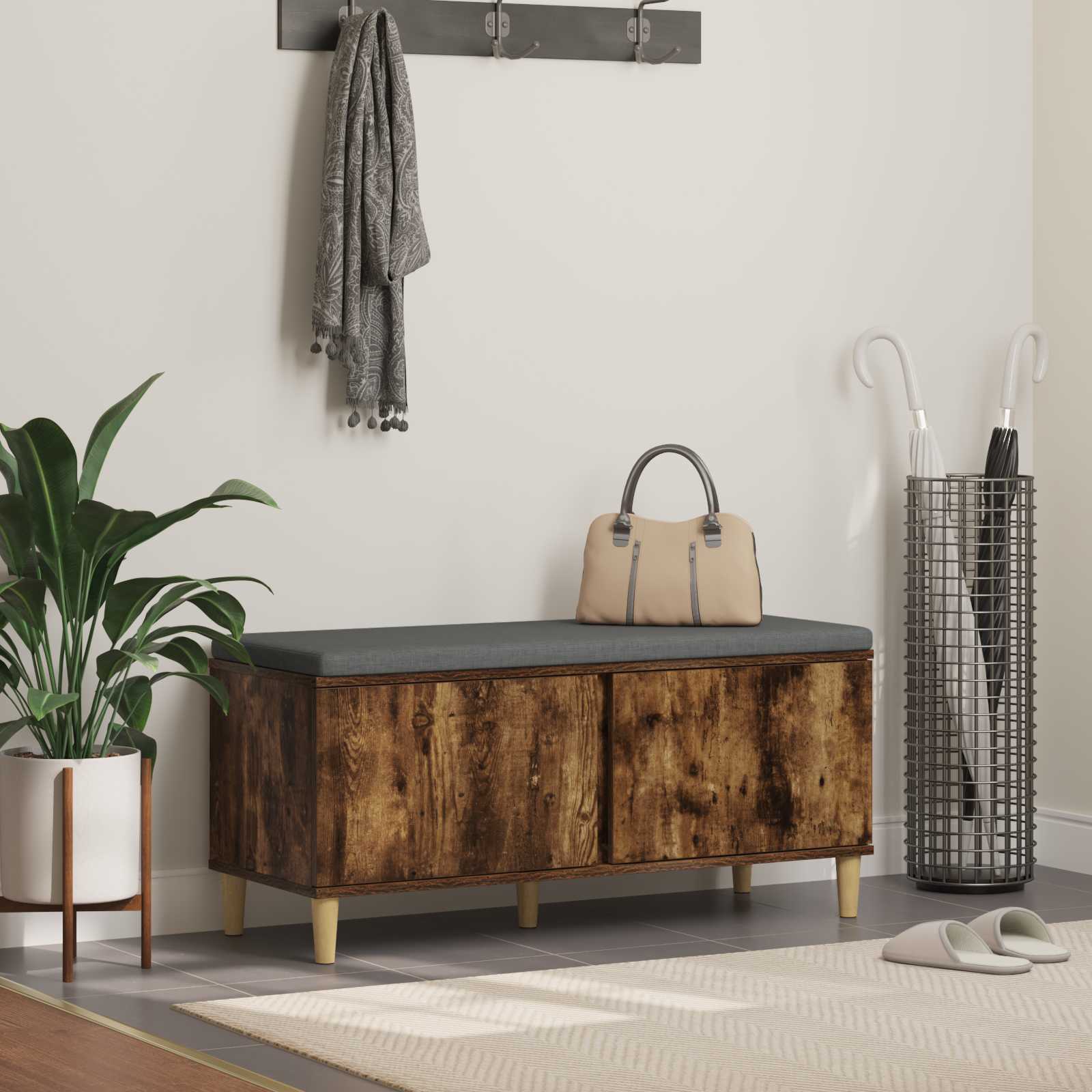 Banc d'entrée avec coussin Chêne Fumé 100 x 38 x 46 cm - XIOS