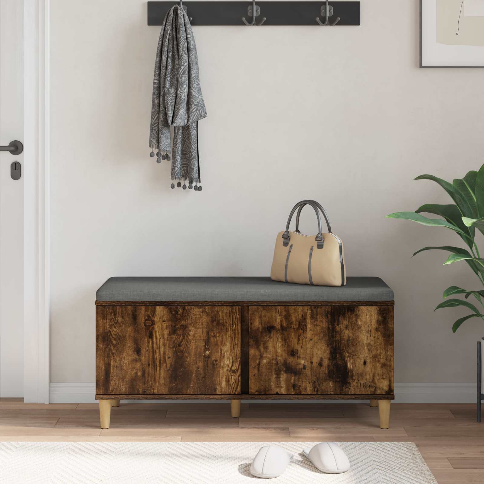 Banc d'entrée avec coussin Chêne Fumé 100 x 38 x 46 cm - XIOS