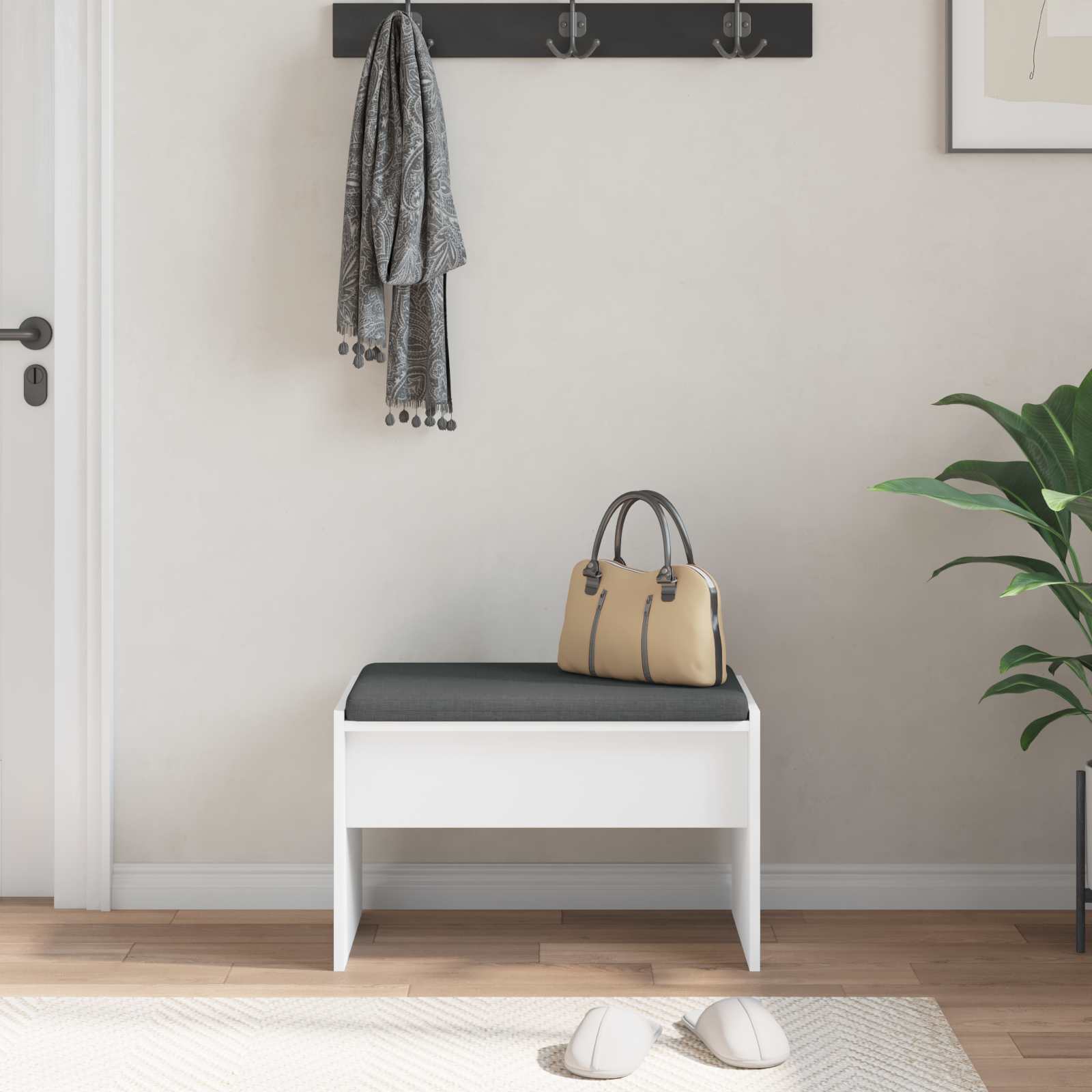 Banc d'entrée avec coussin Blanc 63 x 38 x 40 cm - XIOS