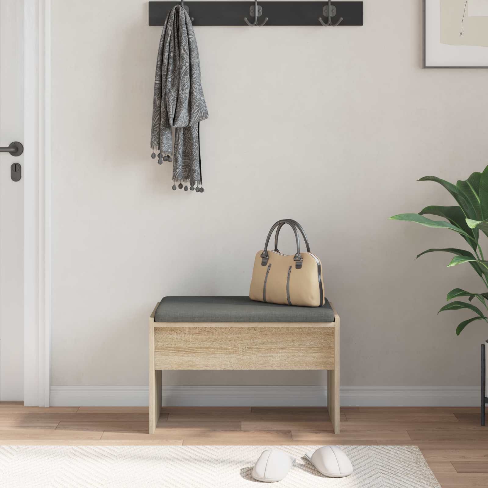 Banc d'entrée avec coussin Chêne Sonoma 63 x 38 x 40 cm - XIOS