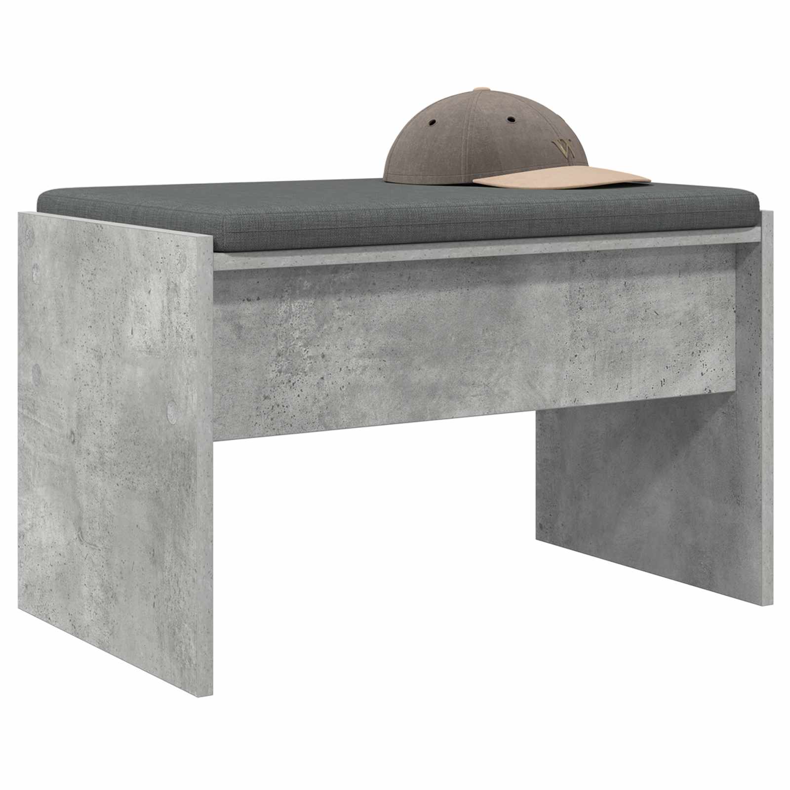 Banc d'entrée avec coussin Gris béton 63 x 38 x 40 cm