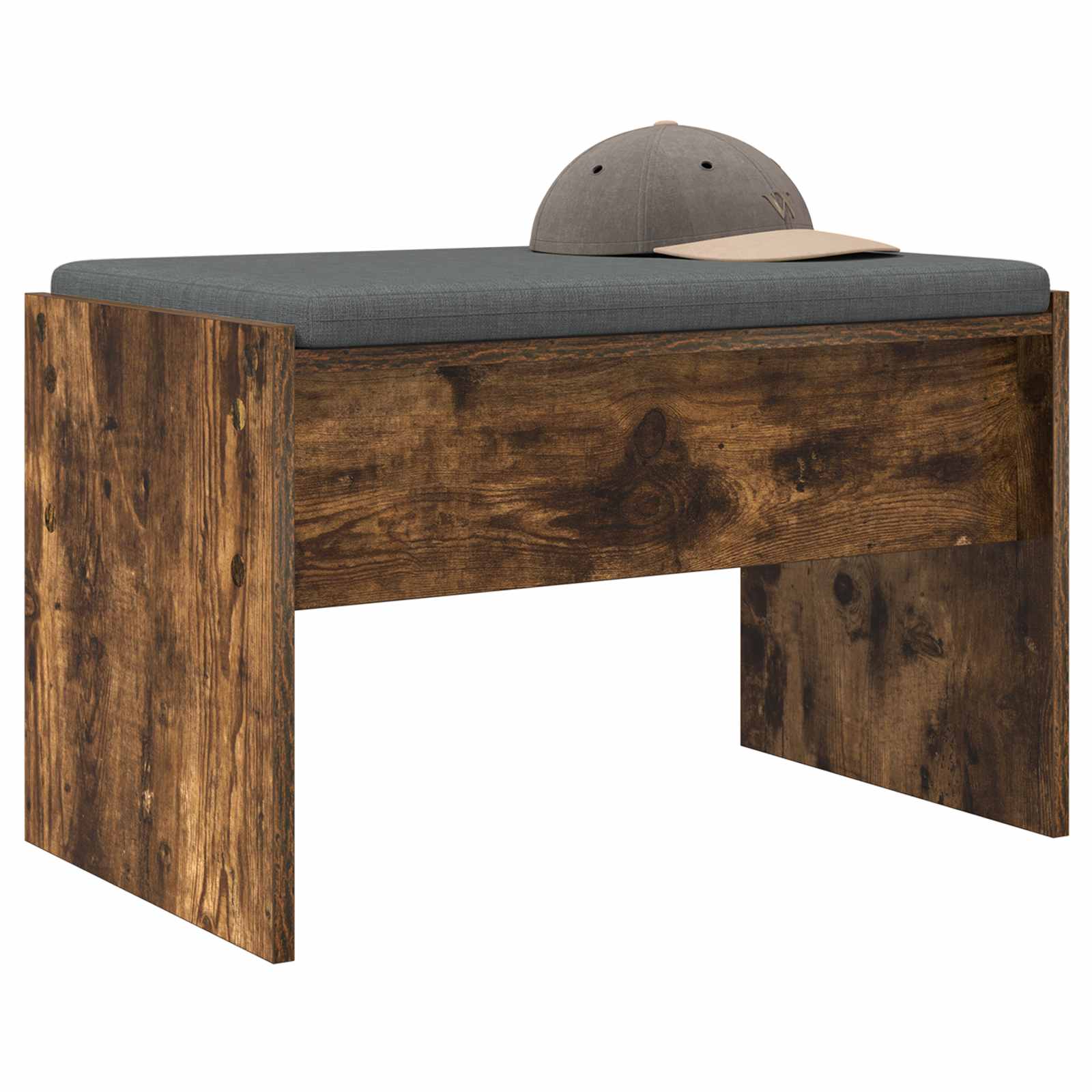 Banc d'entrée avec coussin Chêne fumé 63 x 38 x 40 cm