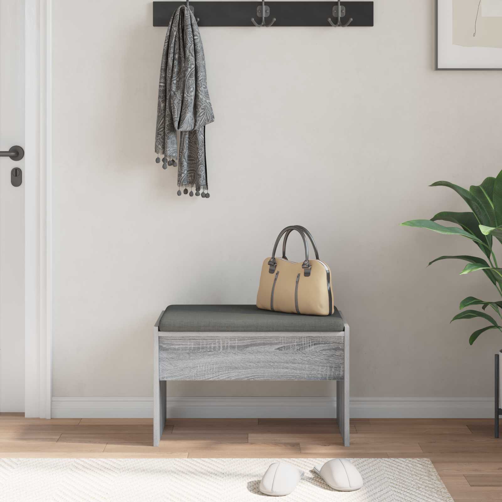 Banc d'entrée avec coussin Gris Sonoma 63 x 38 x 40 cm - XIOS