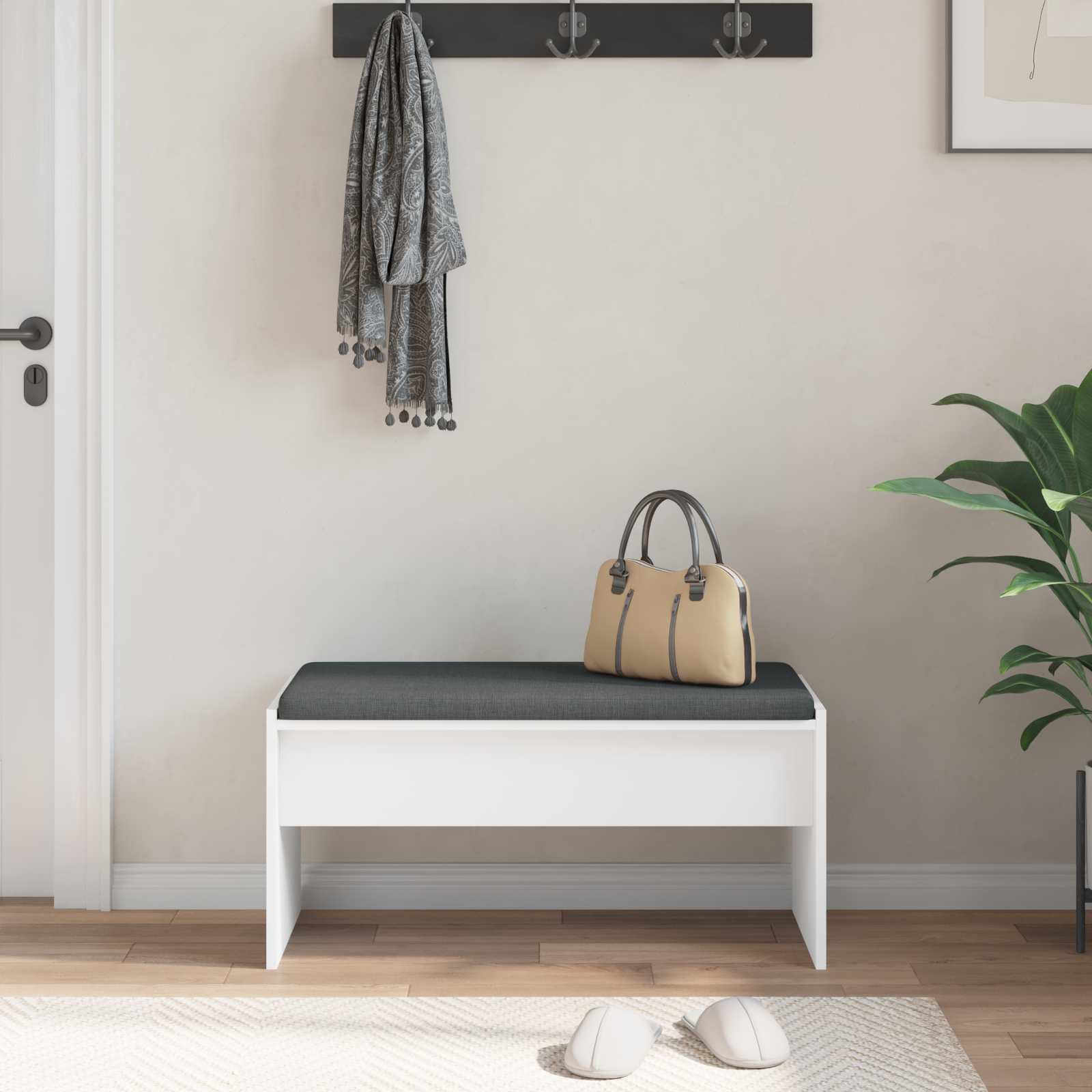 Banc d'entrée avec coussin Blanc 80 x 38 x 46 cm - XIOS
