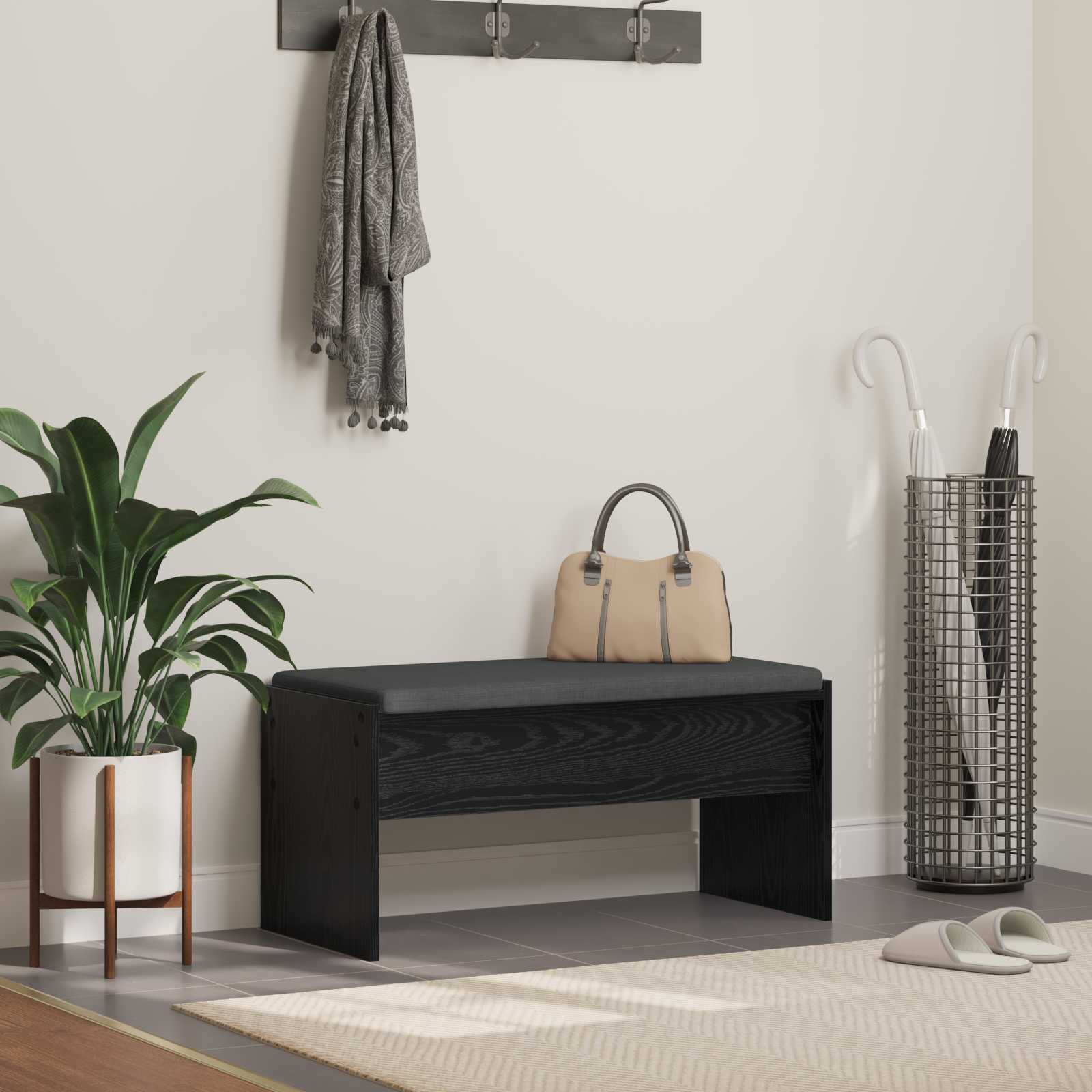 Banc d'entrée avec coussin Chêne noir 83 x 38 x 40 cm - XIOS