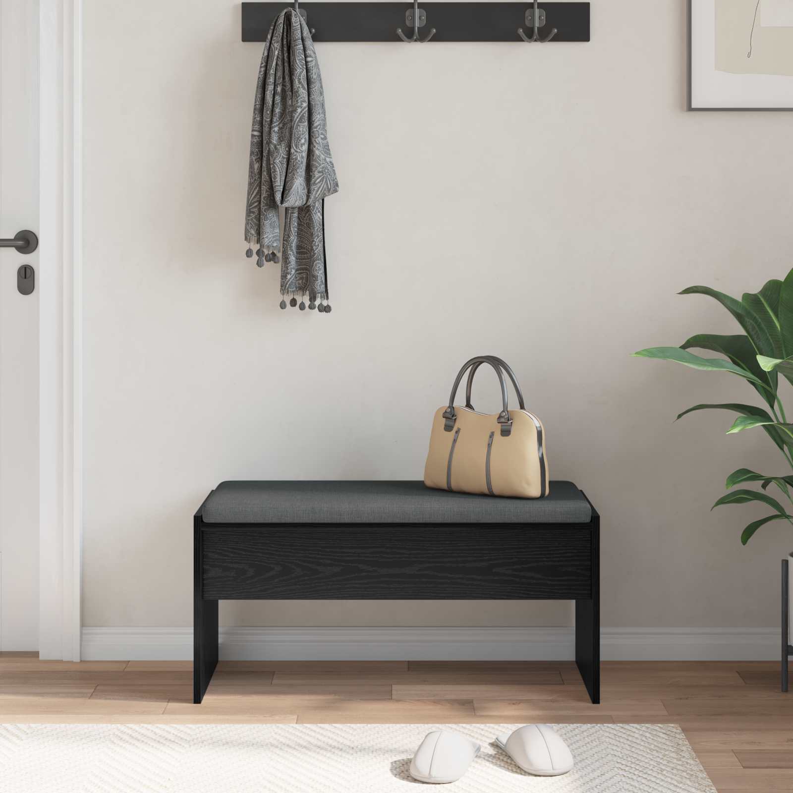 Banc d'entrée avec coussin Chêne noir 83 x 38 x 40 cm - XIOS