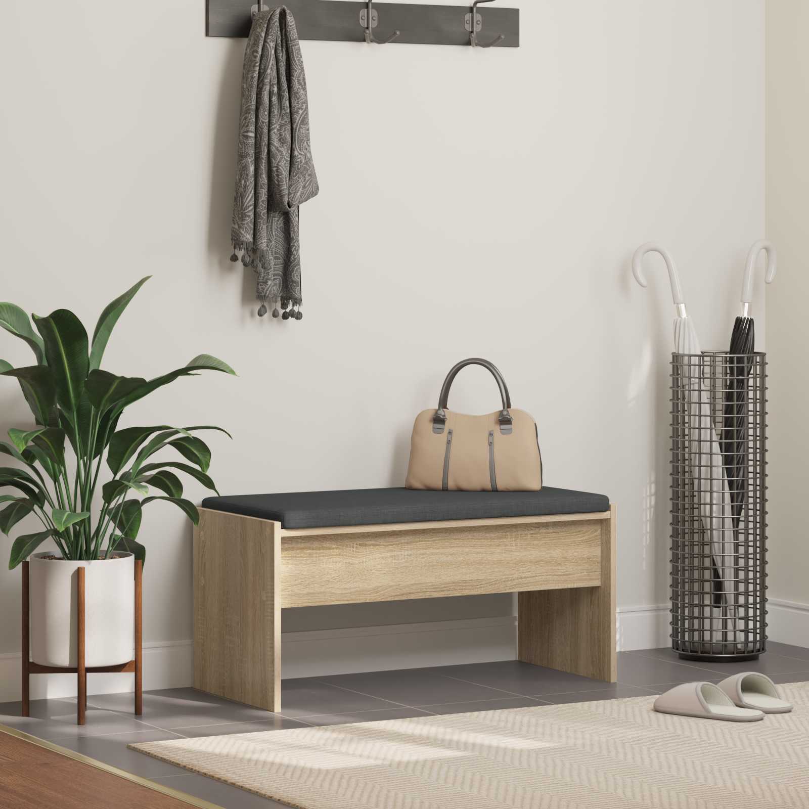 Banc d'entrée avec coussin Chêne Sonoma 83 x 38 x 40 cm - XIOS