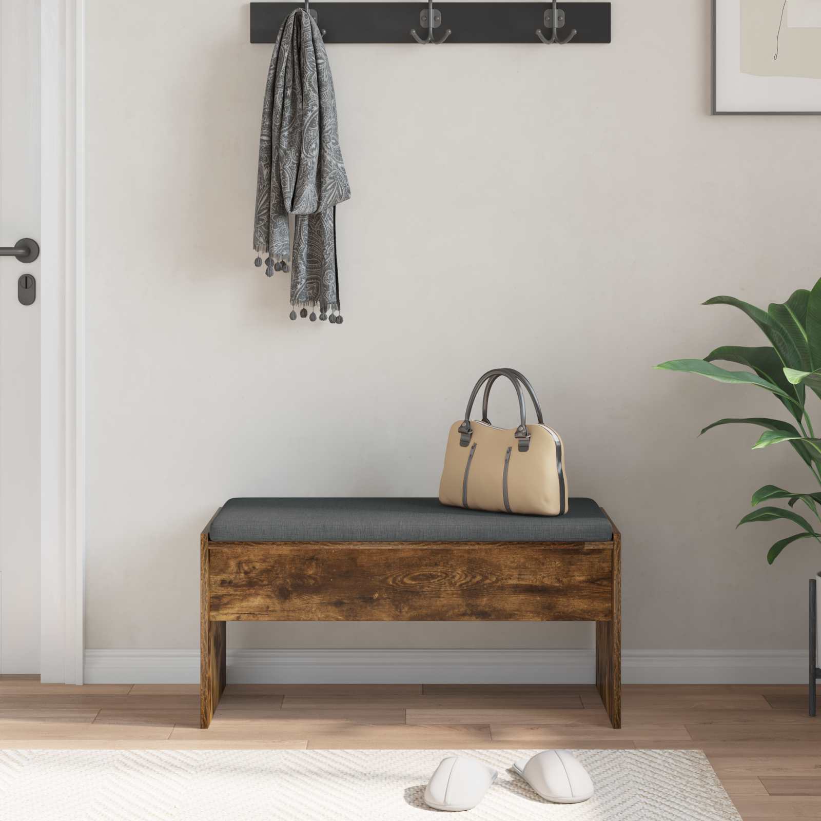 Banc d'entrée avec coussin Chêne fumé 83 x 38 x 40 cm - XIOS