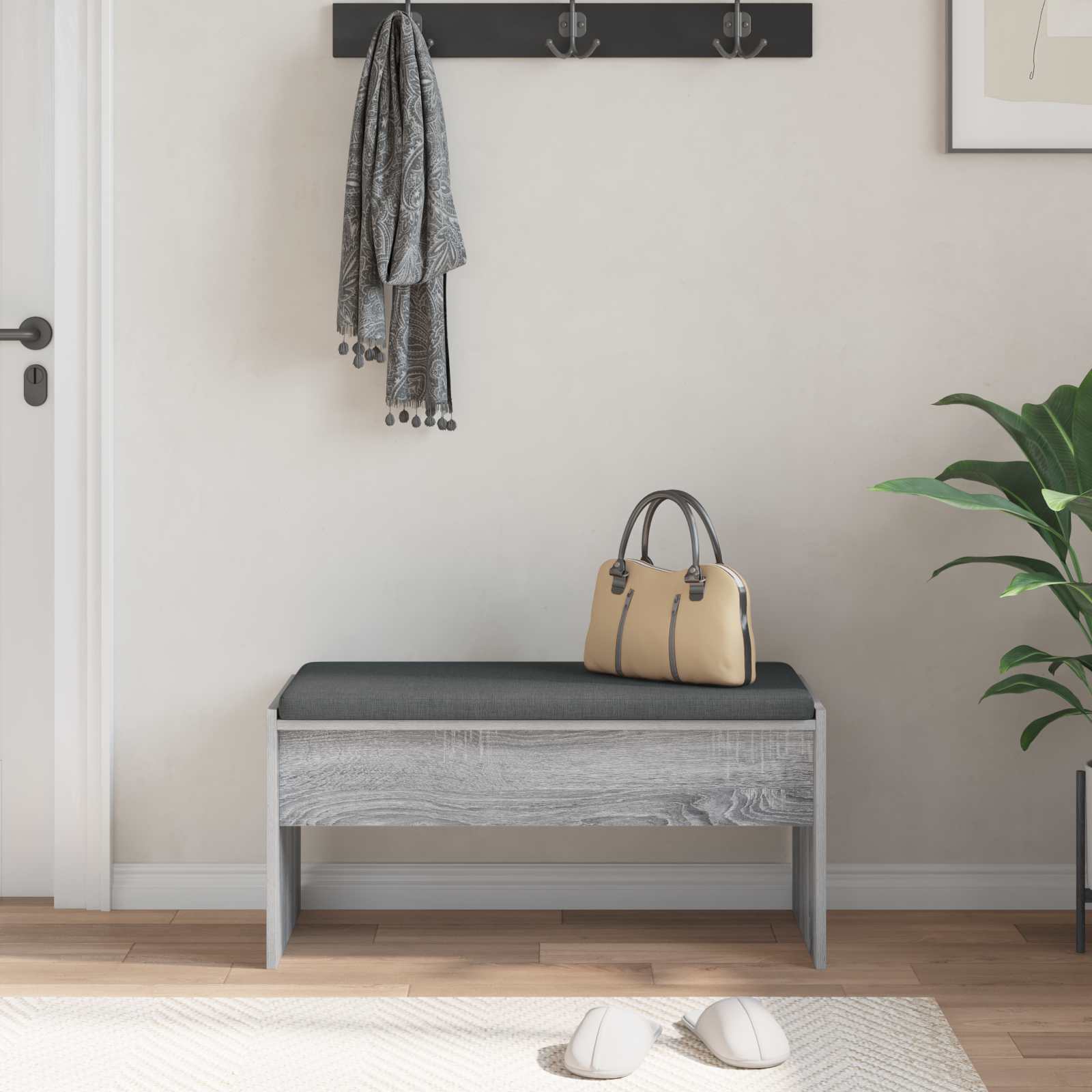 Banc d'entrée avec coussin Gris Sonoma 83 x 38 x 40 cm - XIOS