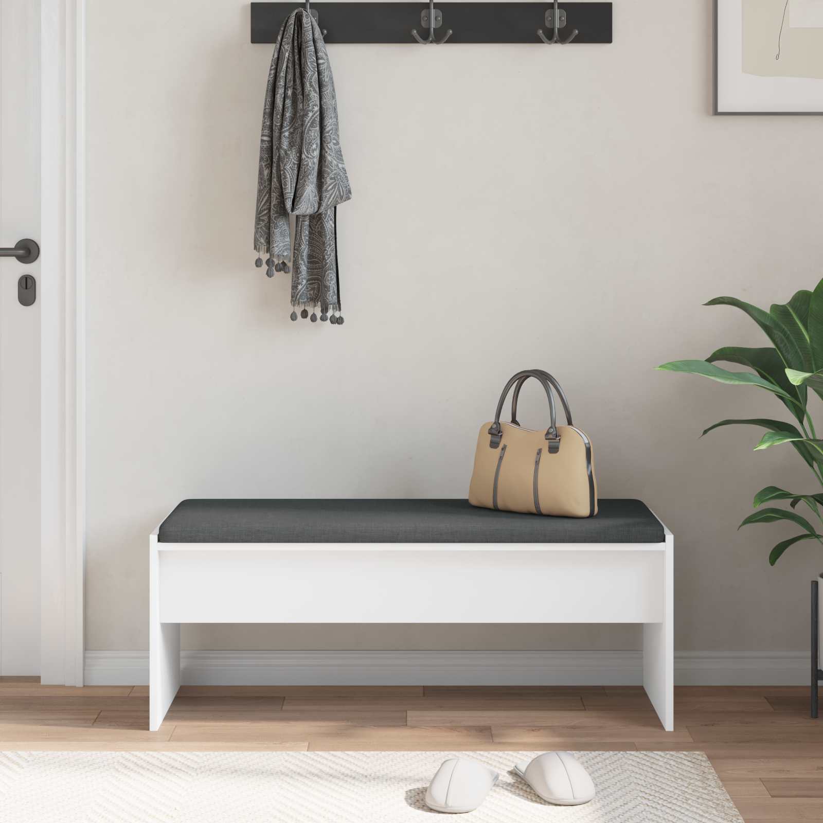 Banc d'entrée avec coussin Blanc 103 x 38 x 40 cm - XIOS