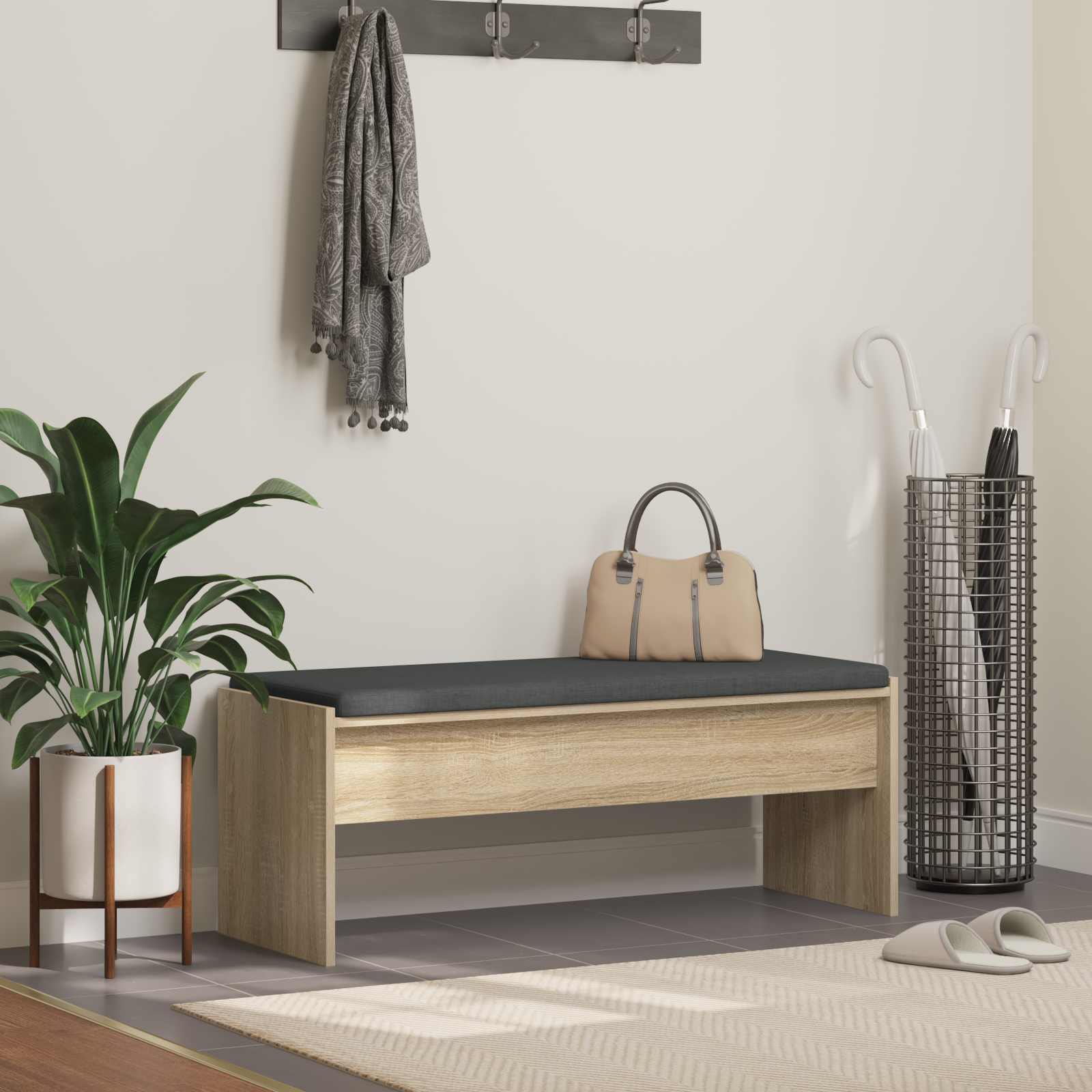 Banc d'entrée avec coussin Chêne Sonoma 103 x 38 x 40 cm