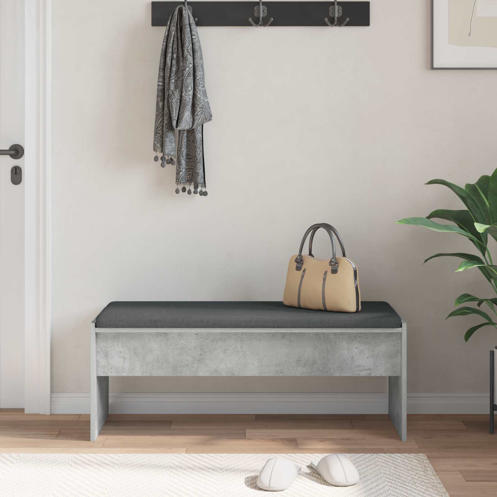 Banc d'entrée avec coussin Gris béton 103 x 38 x 40 cm - XIOS