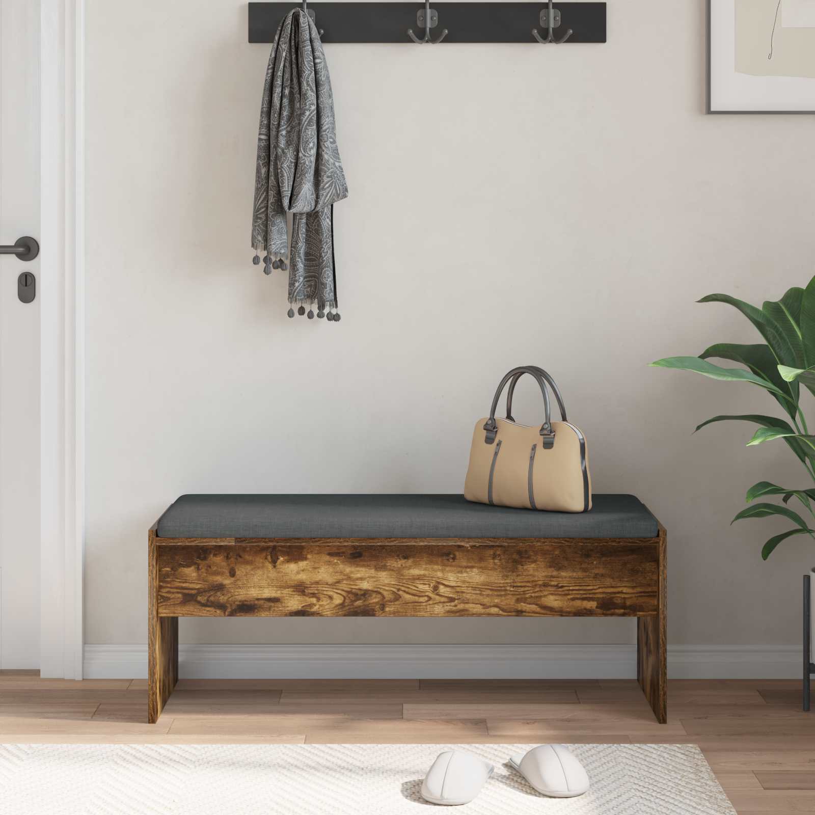 Banc d'entrée avec coussin Chêne fumé 103 x 38 x 40 cm - XIOS