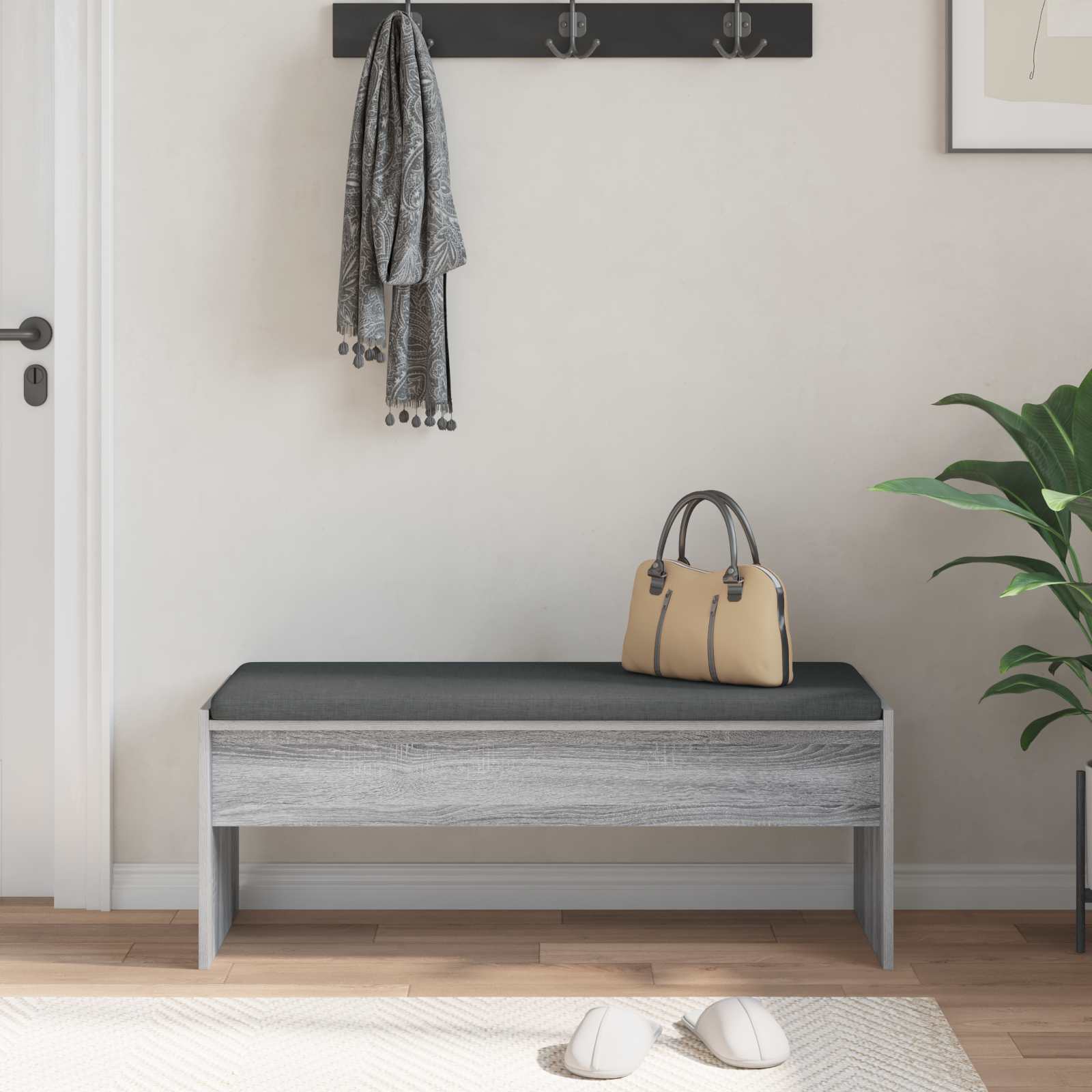 Banc d'entrée avec coussin Gris Sonoma 103 x 38 x 40 cm - XIOS