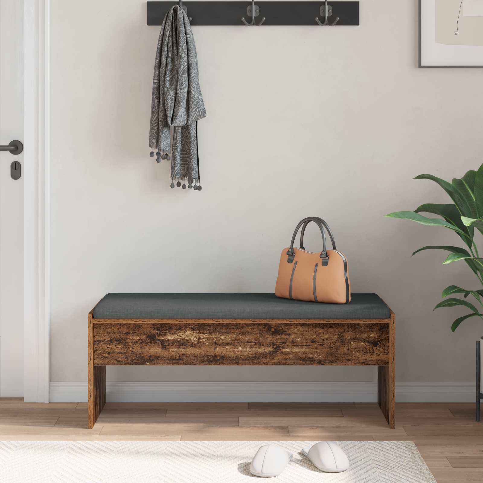 Banc d'entrée avec coussin Bois ancien 103 x 38 x 40 cm - XIOS