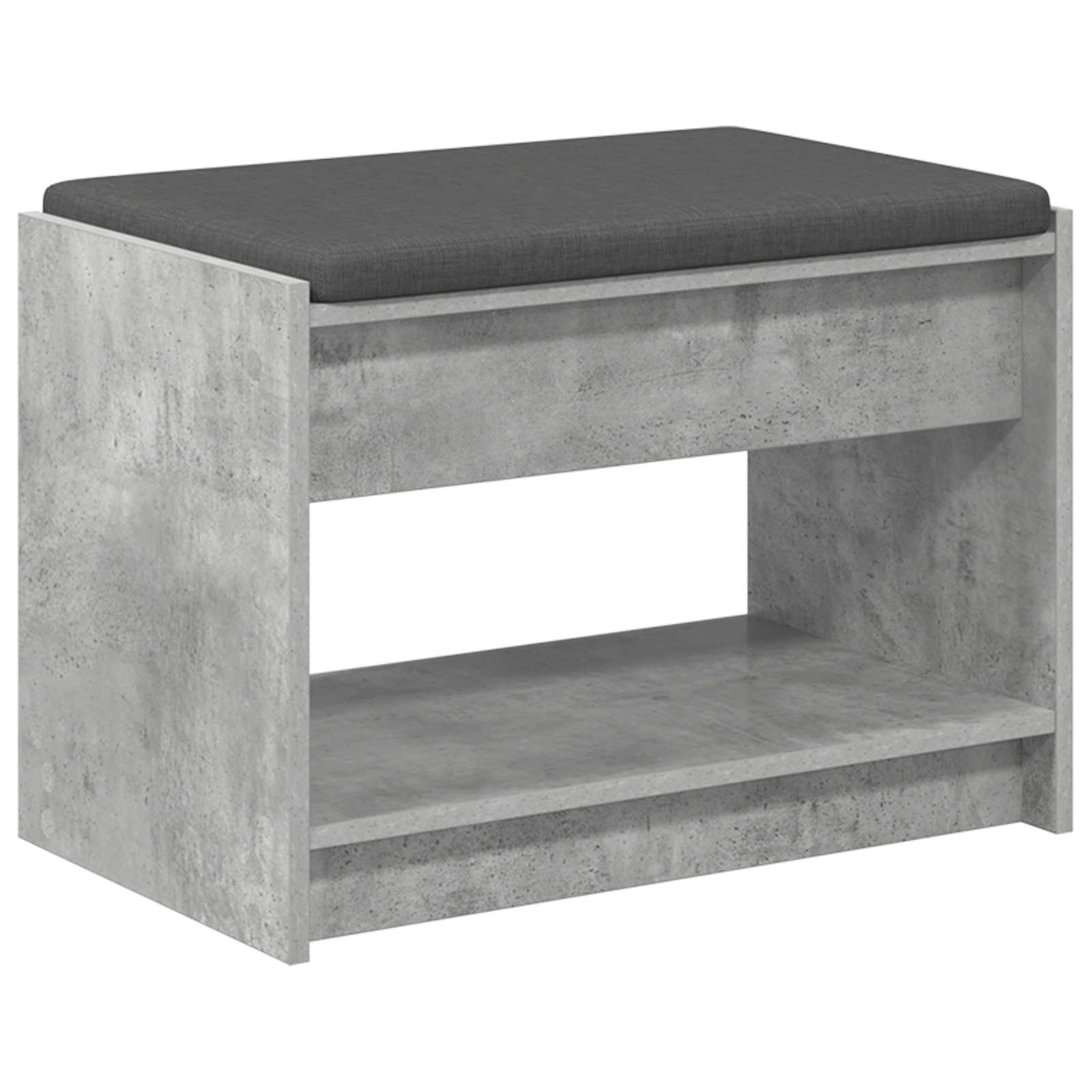 Banc d'entrée avec coussin Gris Béton 63 x 38 x 45 cm