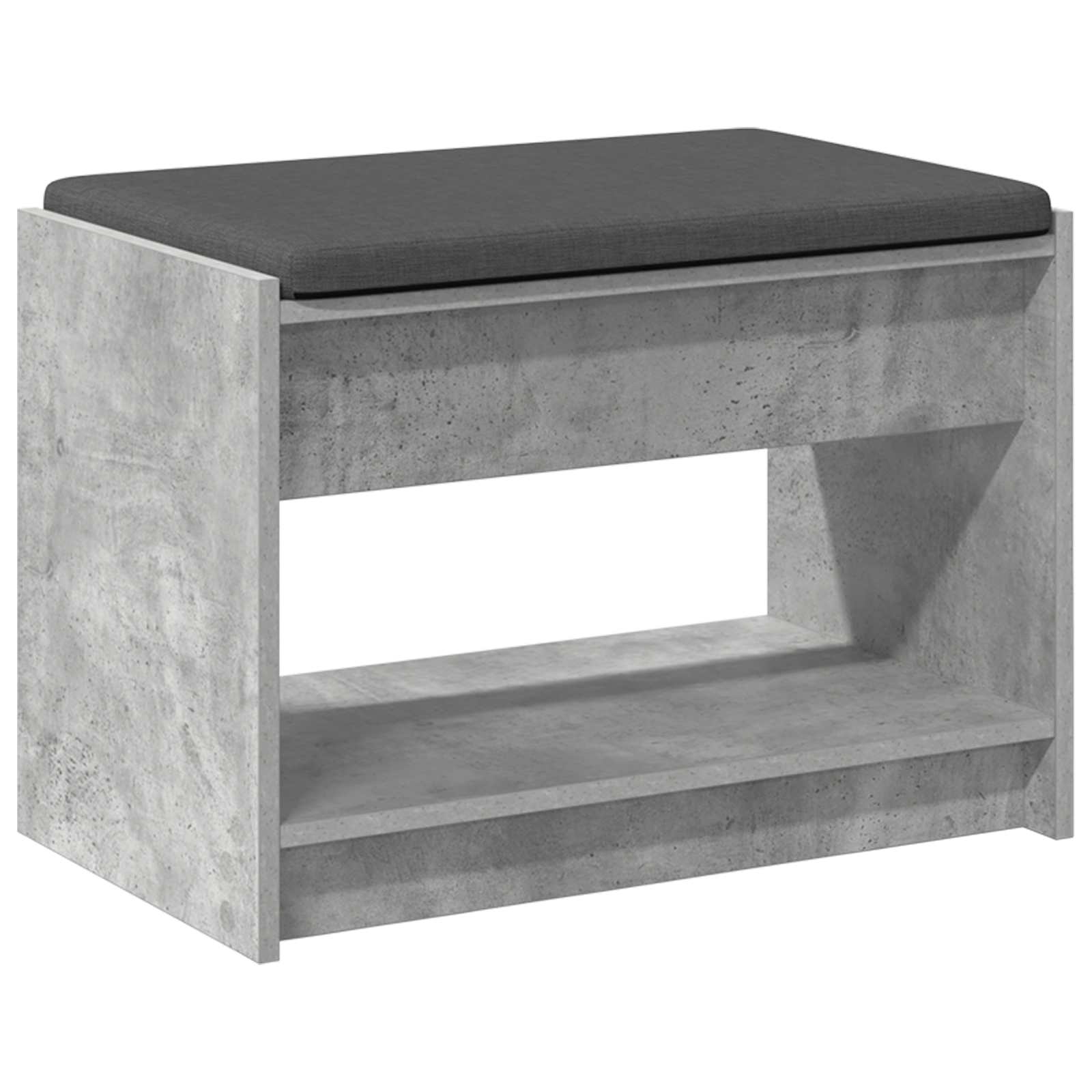 Banc d'entrée avec coussin Gris Béton 63 x 38 x 45 cm