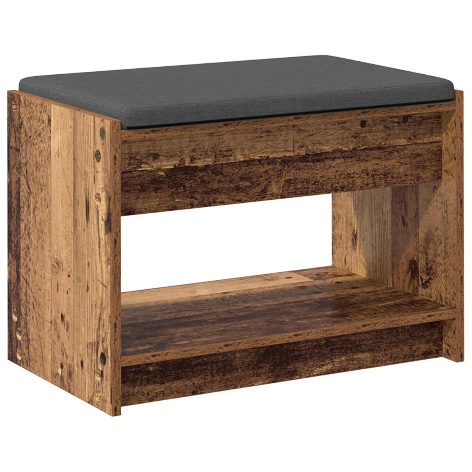 Banc d'entrée avec coussin Bois ancien 63 x 38 x 45 cm