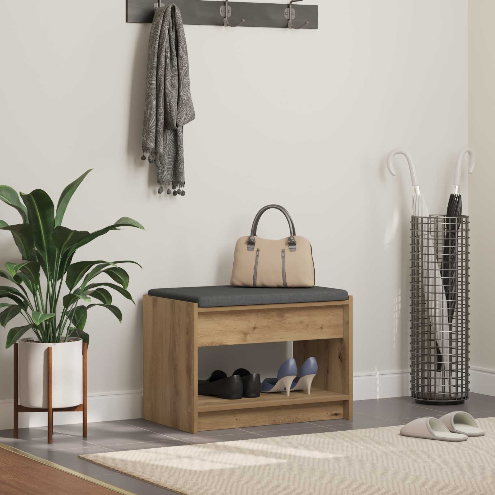 Banc d'entrée Chêne Artisanal 63 x 38 x 45 cm - XIOS