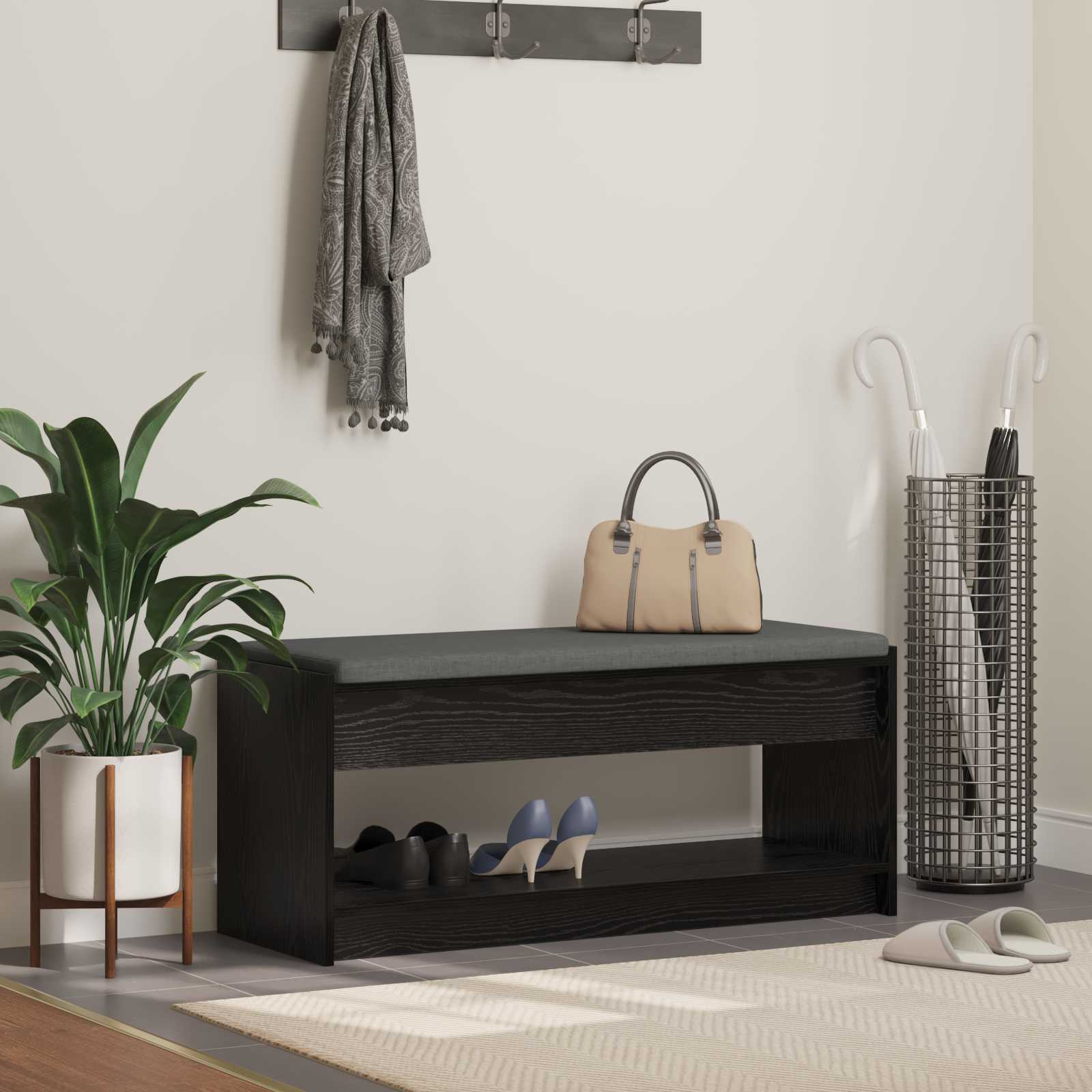 Banc d'entrée avec coussin Chêne noir 103 x 38 x 45 cm - XIOS