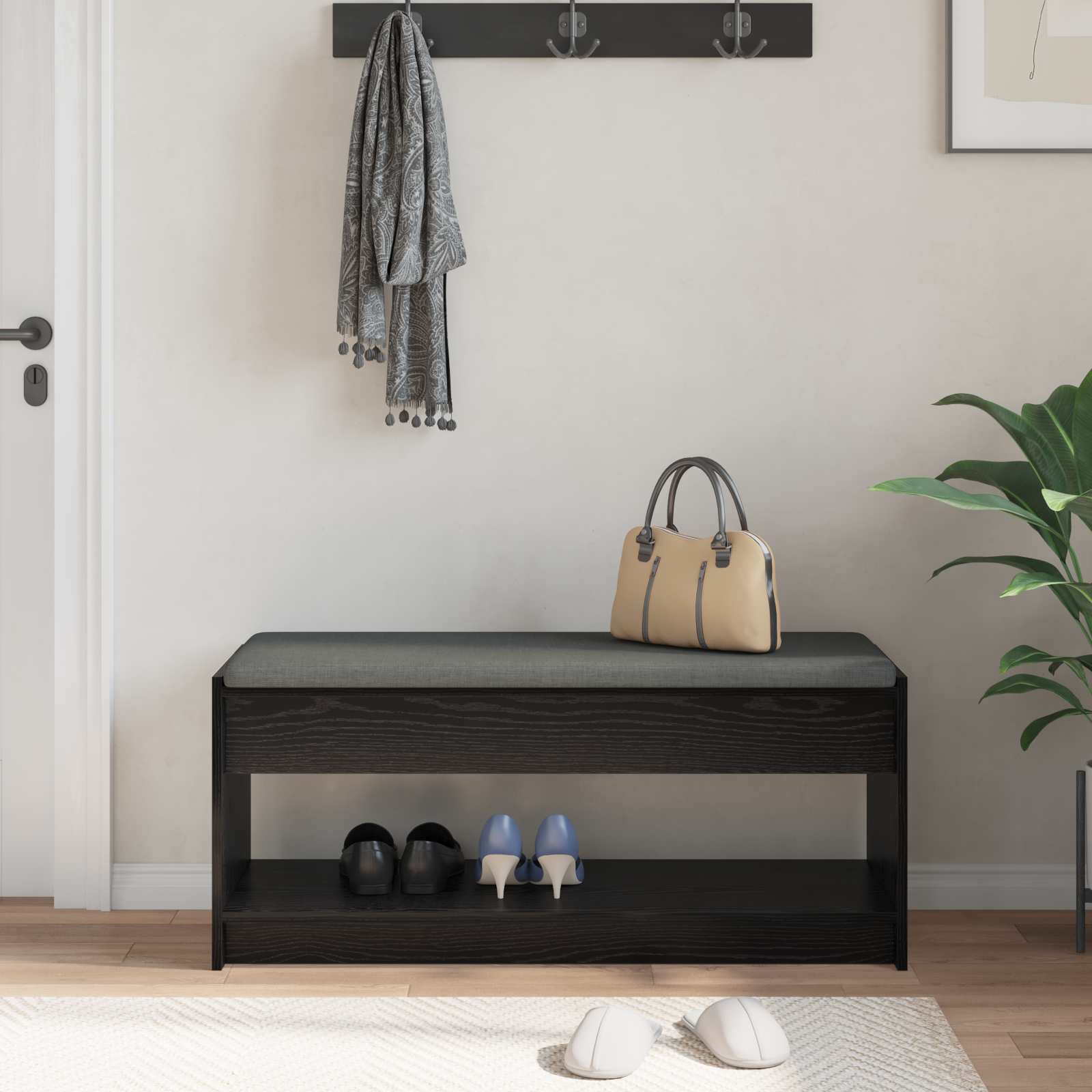Banc d'entrée avec coussin Chêne noir 103 x 38 x 45 cm - XIOS