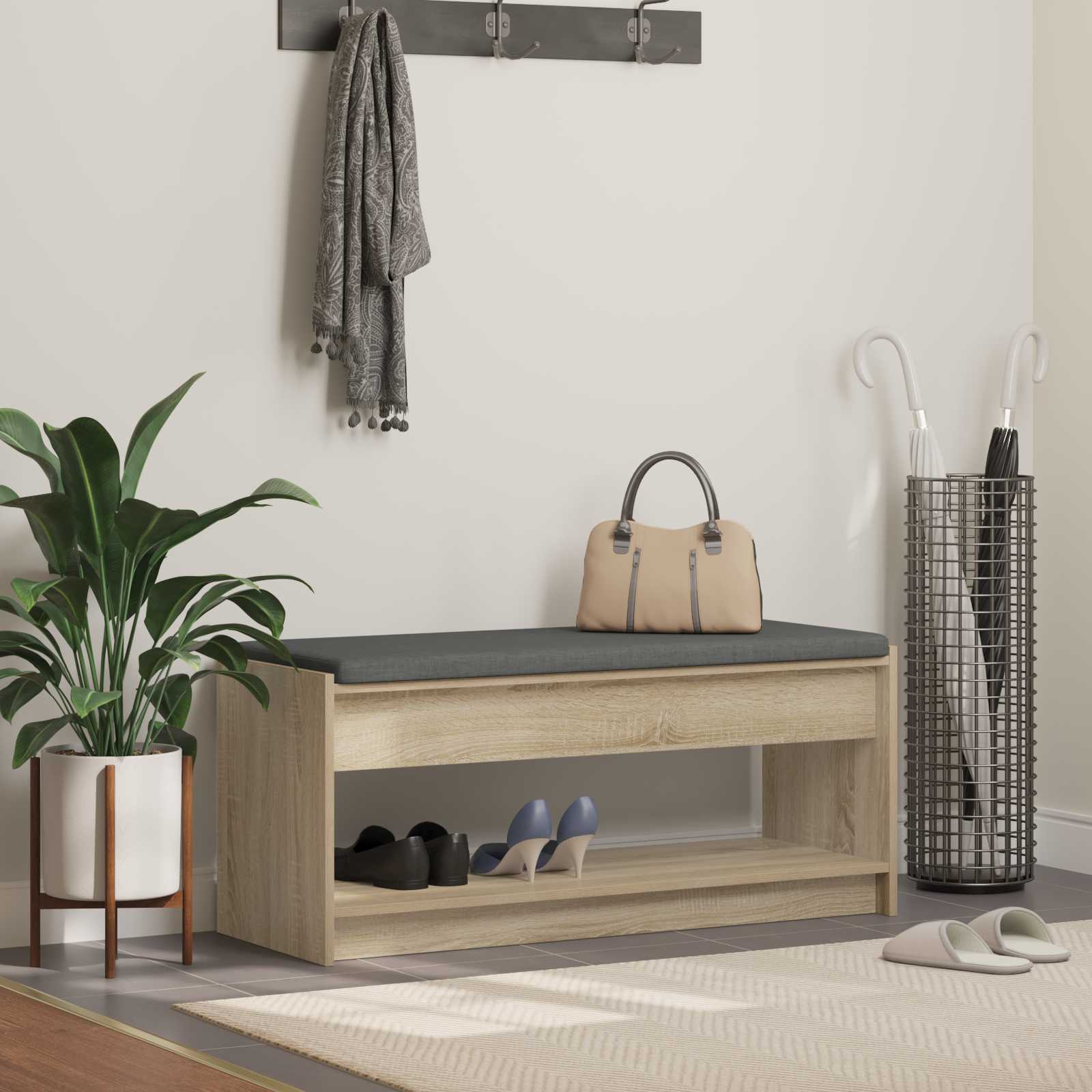 Banc d'entrée avec coussin Chêne Sonoma 103 x 38 x 45 cm - XIOS