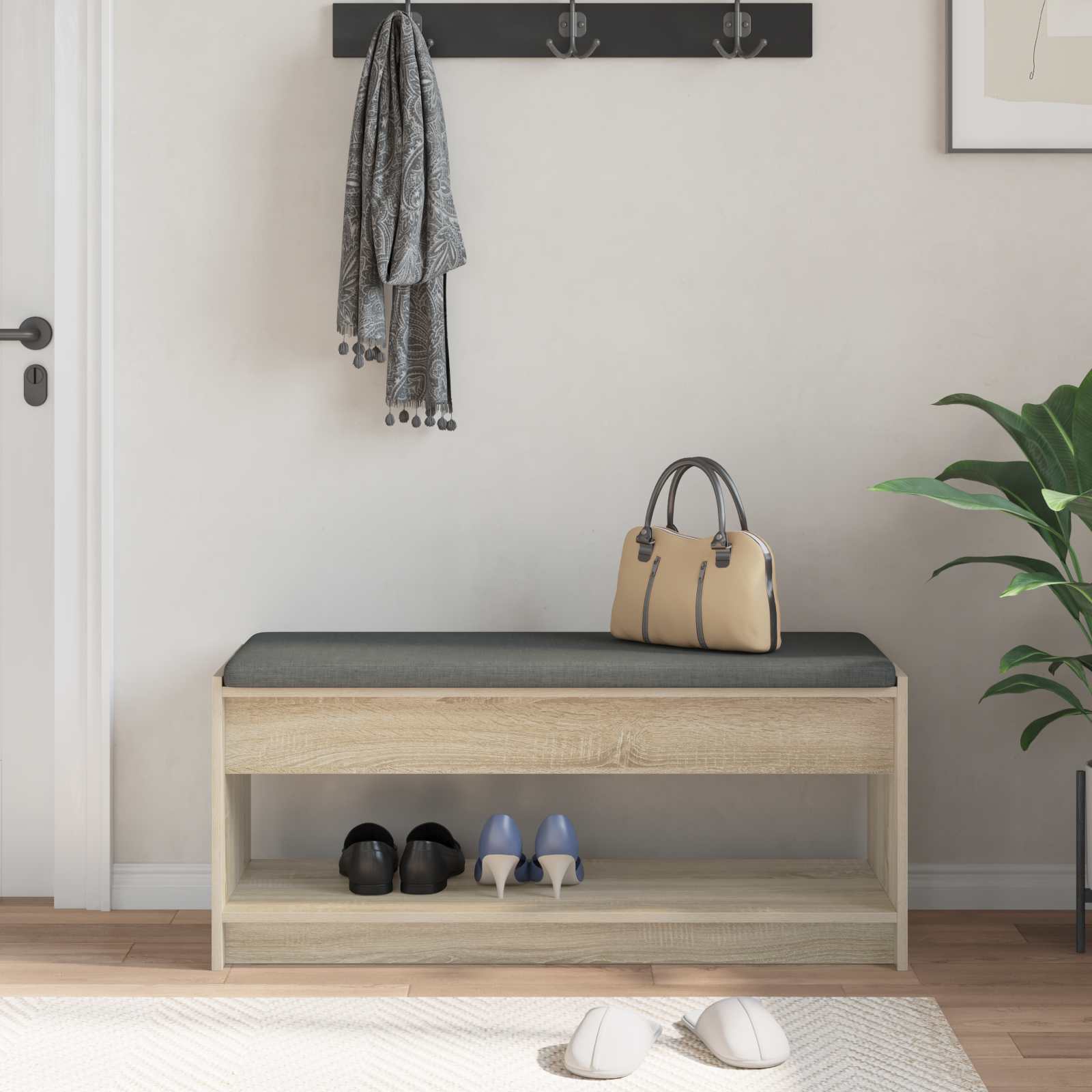 Banc d'entrée avec coussin Chêne Sonoma 103 x 38 x 45 cm - XIOS
