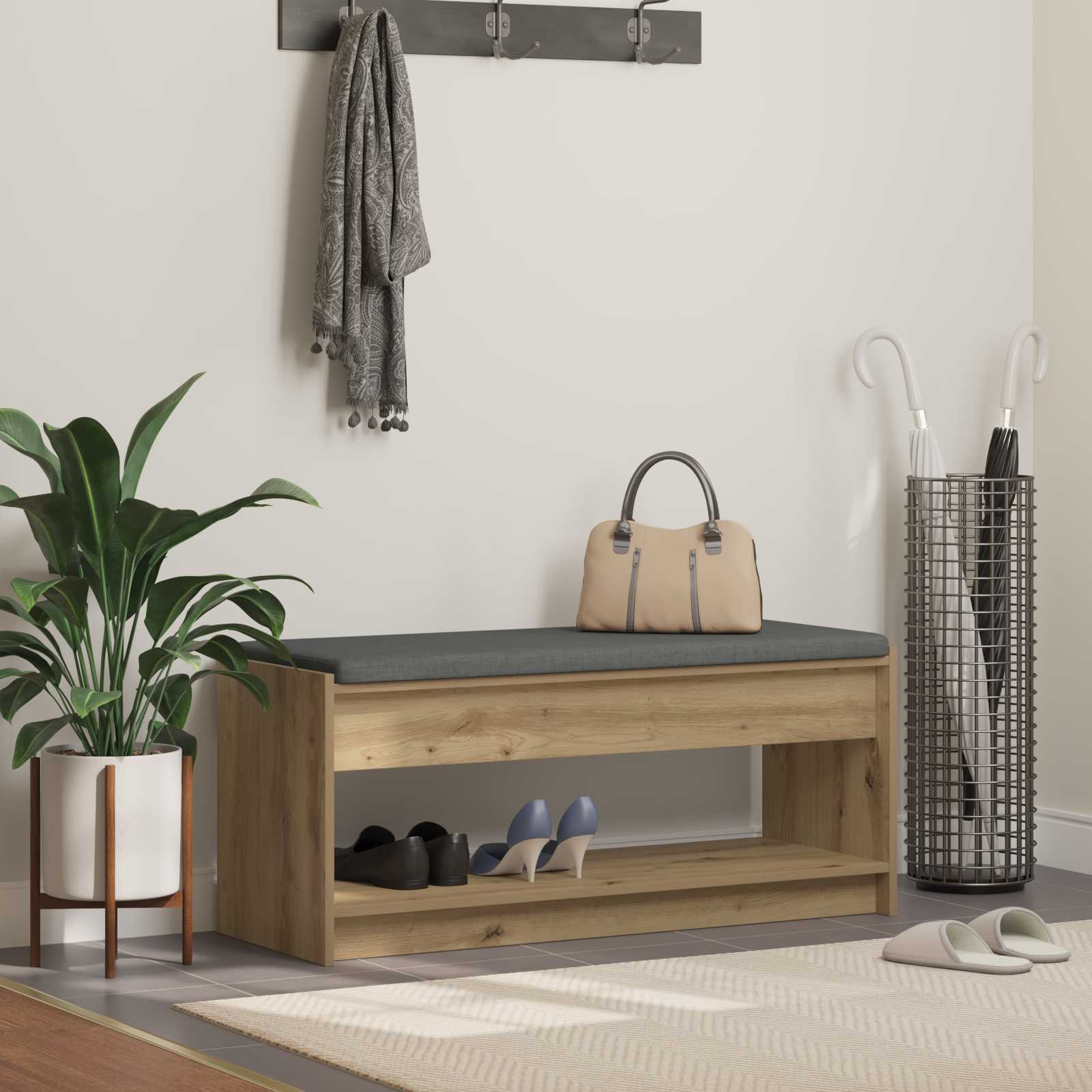 Banc d'entrée avec coussin Chêne artisanal 103 x 38 x 45 cm - XIOS