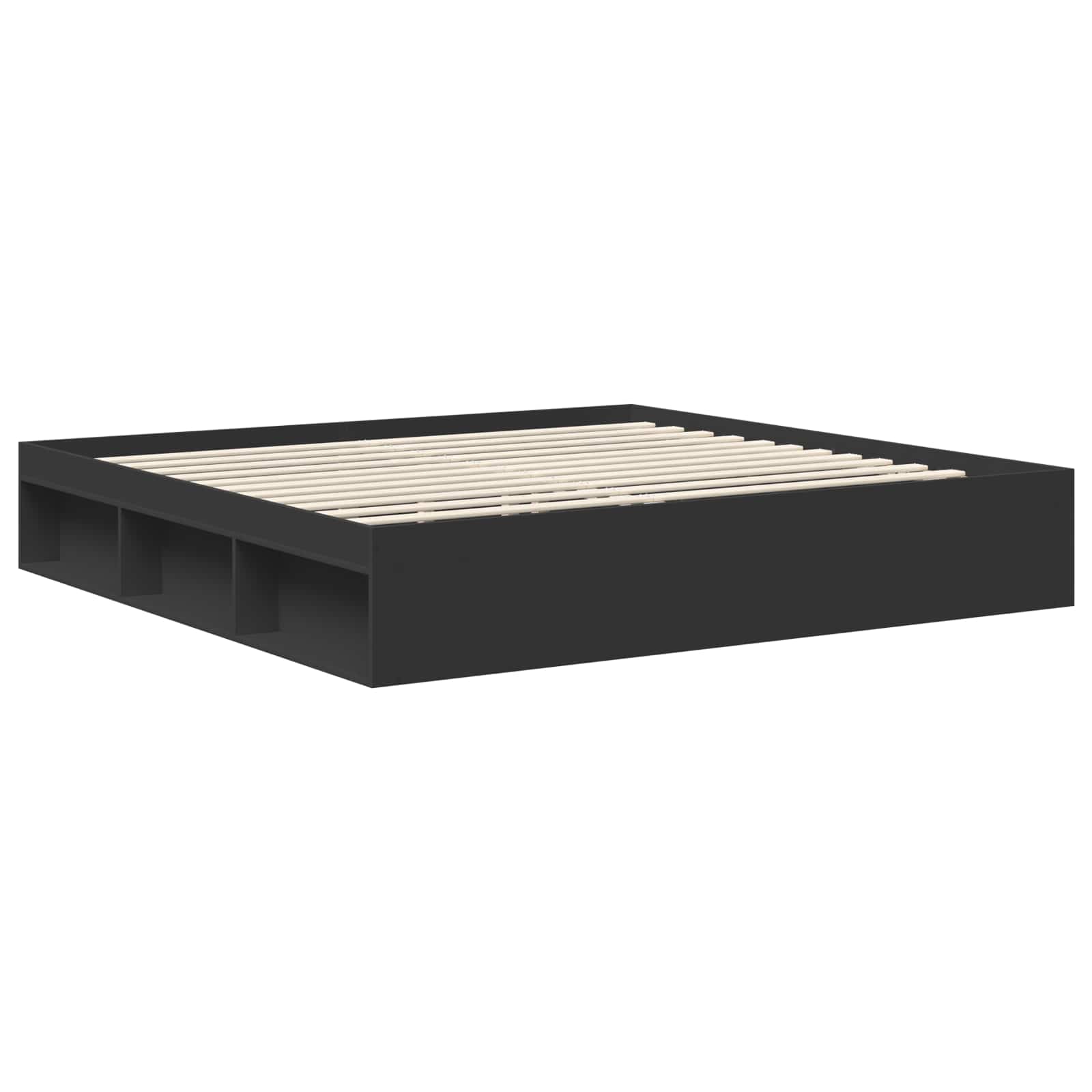 Cadre de lit avec tête de lit Noir 200 x 200 cm Pin massif - XIOS