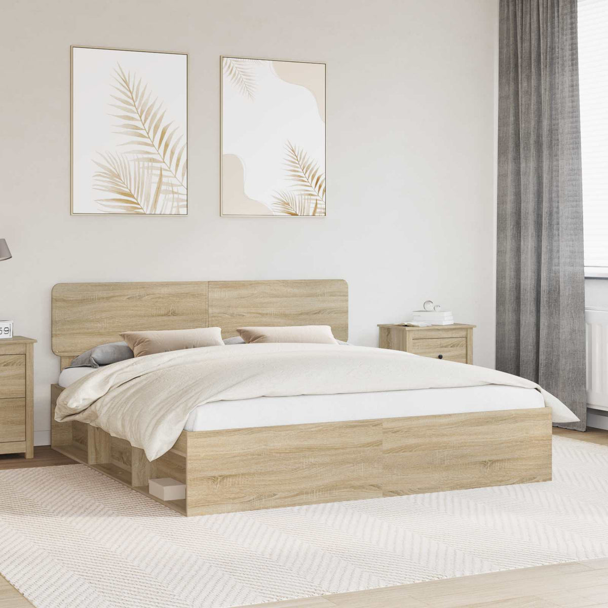 Cadre de lit Chêne Sonoma 200 x 200 cm Pin massif