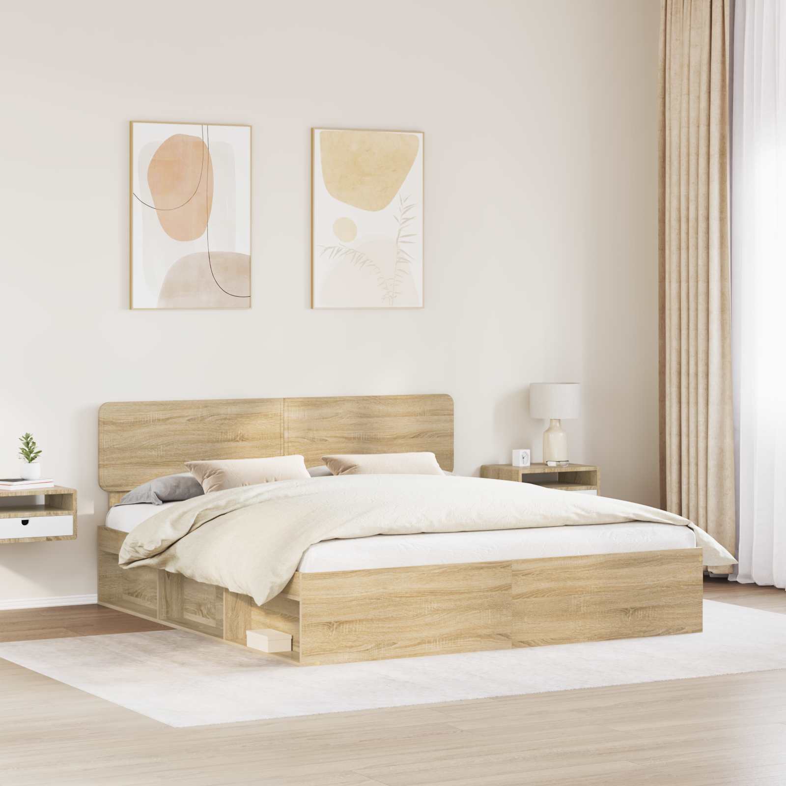 Cadre de lit avec tête de lit Sonoma 200 x 200 cm Pin massif - XIOS