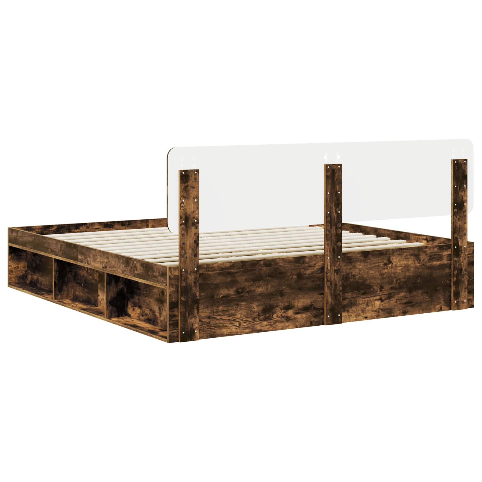 Cadre de lit Chêne fumé 200 x 200 cm Pin massif - XIOS