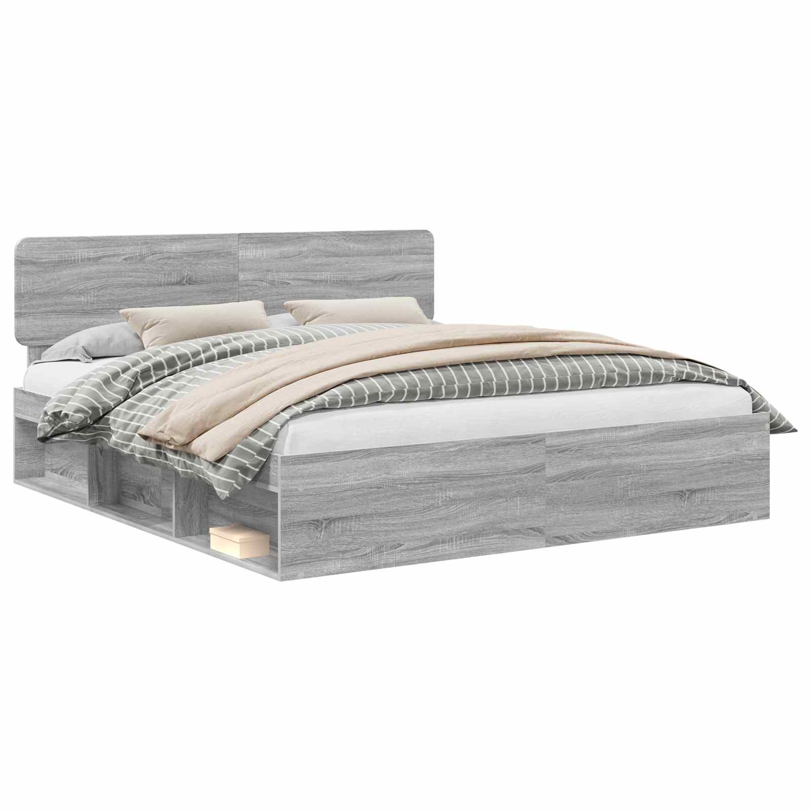 Cadre de lit Gris Sonoma 200 x 200 cm Pin massif - XIOS
