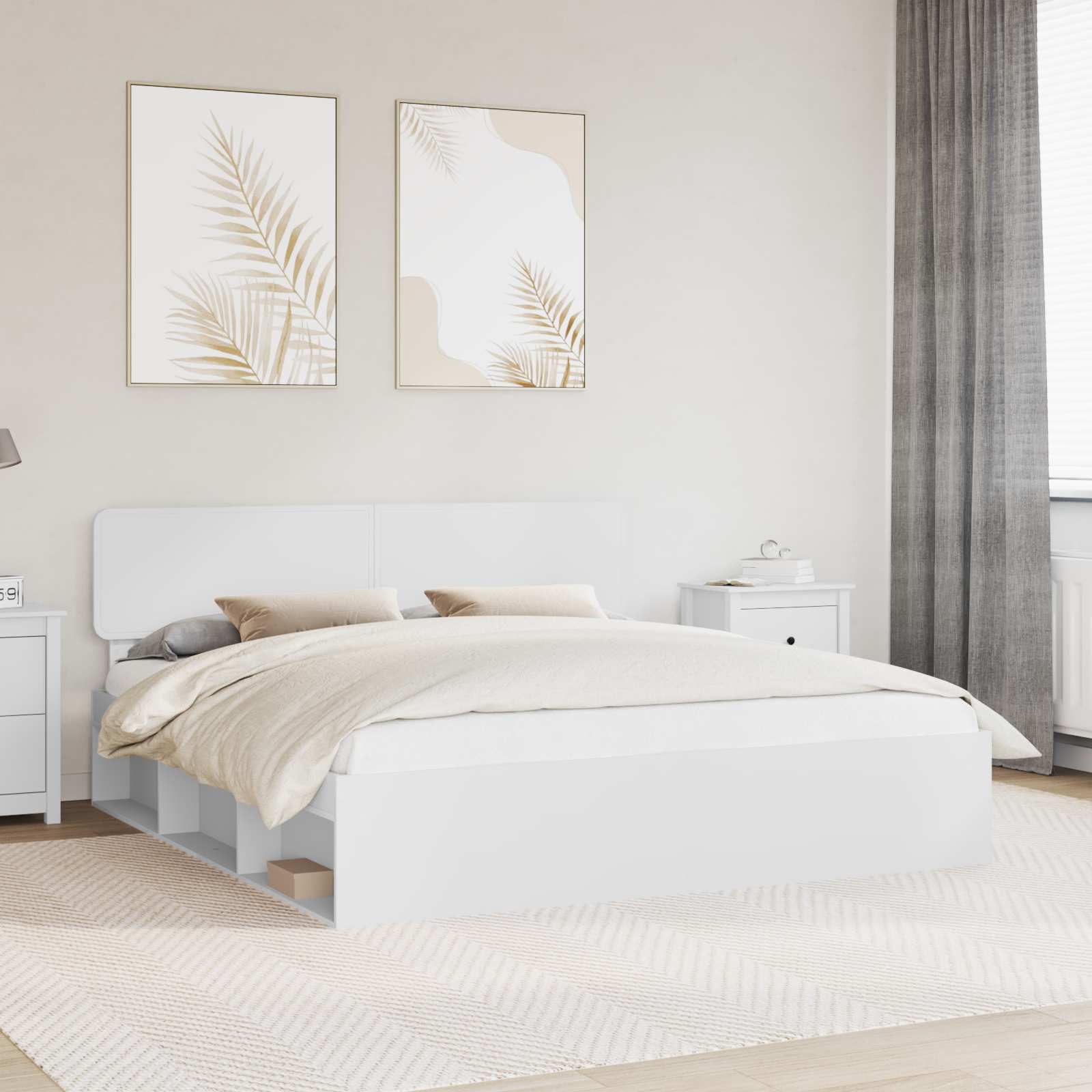 Cadre de lit avec tête de lit Blanc 180 x 200 cm Pin massif - XIOS