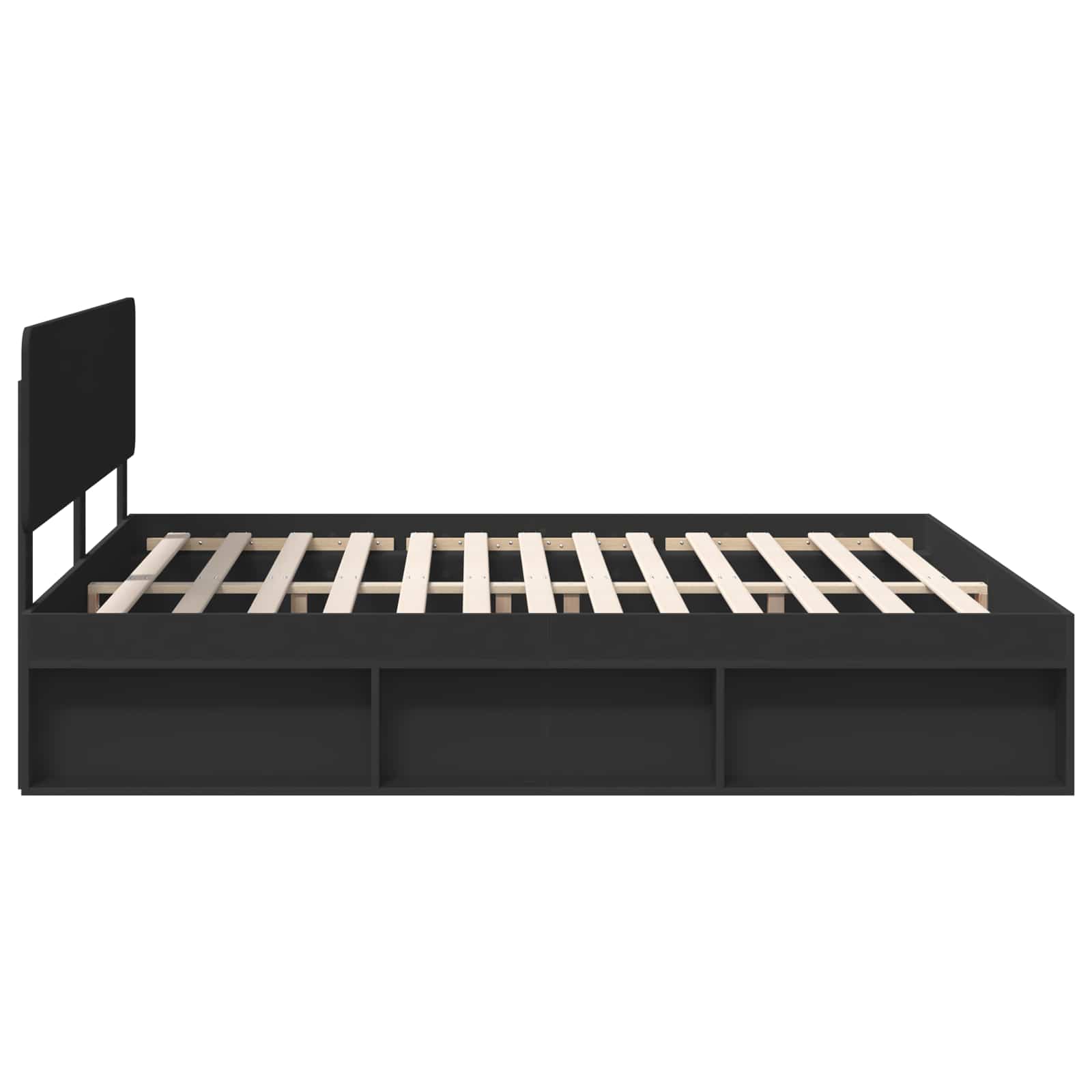 Cadre de lit avec tête de lit Noir 180 x 200 cm Pin massif - XIOS