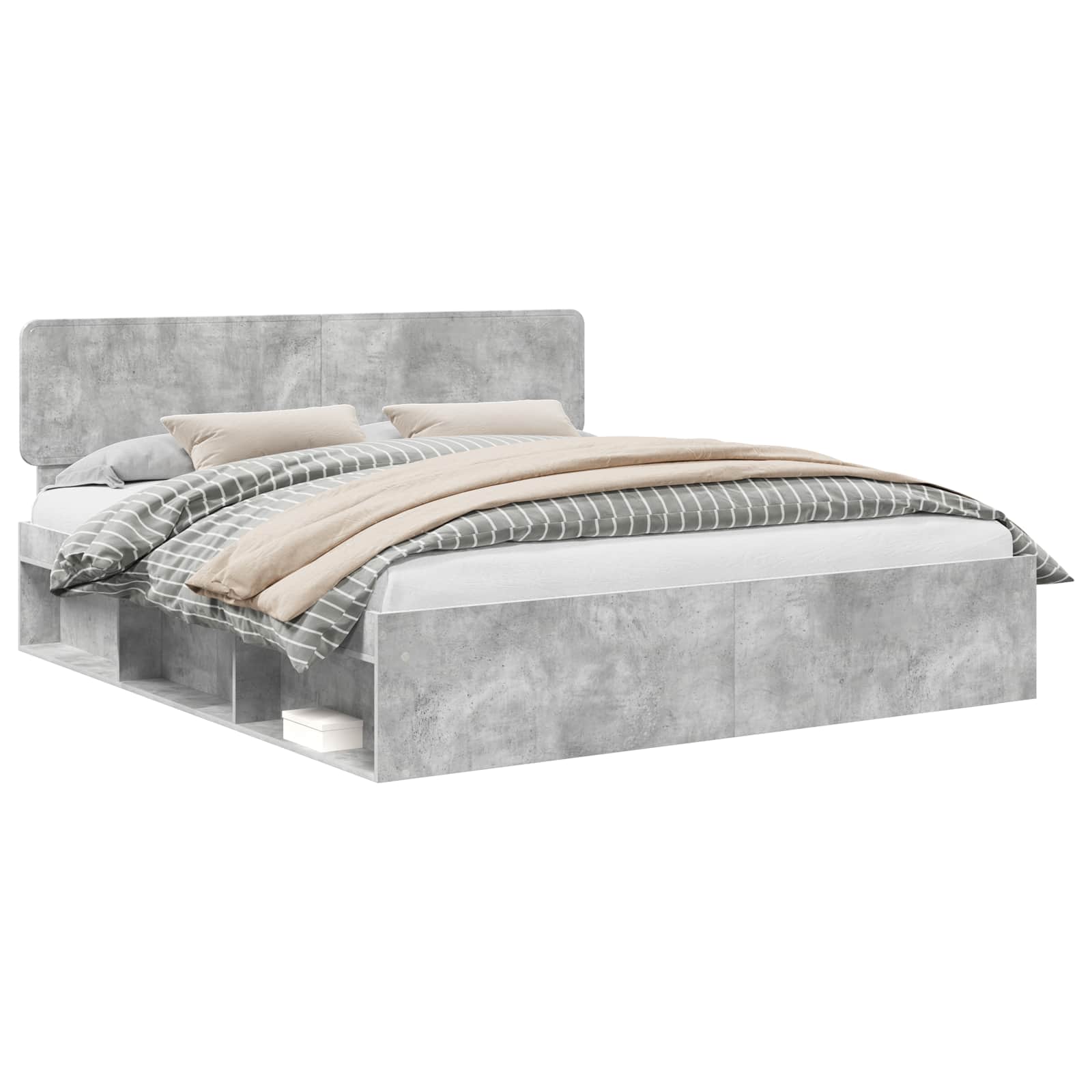 Cadre de lit avec tête de lit Béton 180 x 200 cm Pin massif - XIOS