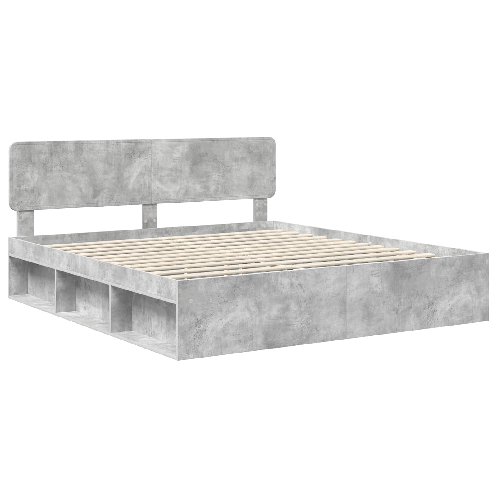 Cadre de lit avec tête de lit Béton 180 x 200 cm Pin massif - XIOS