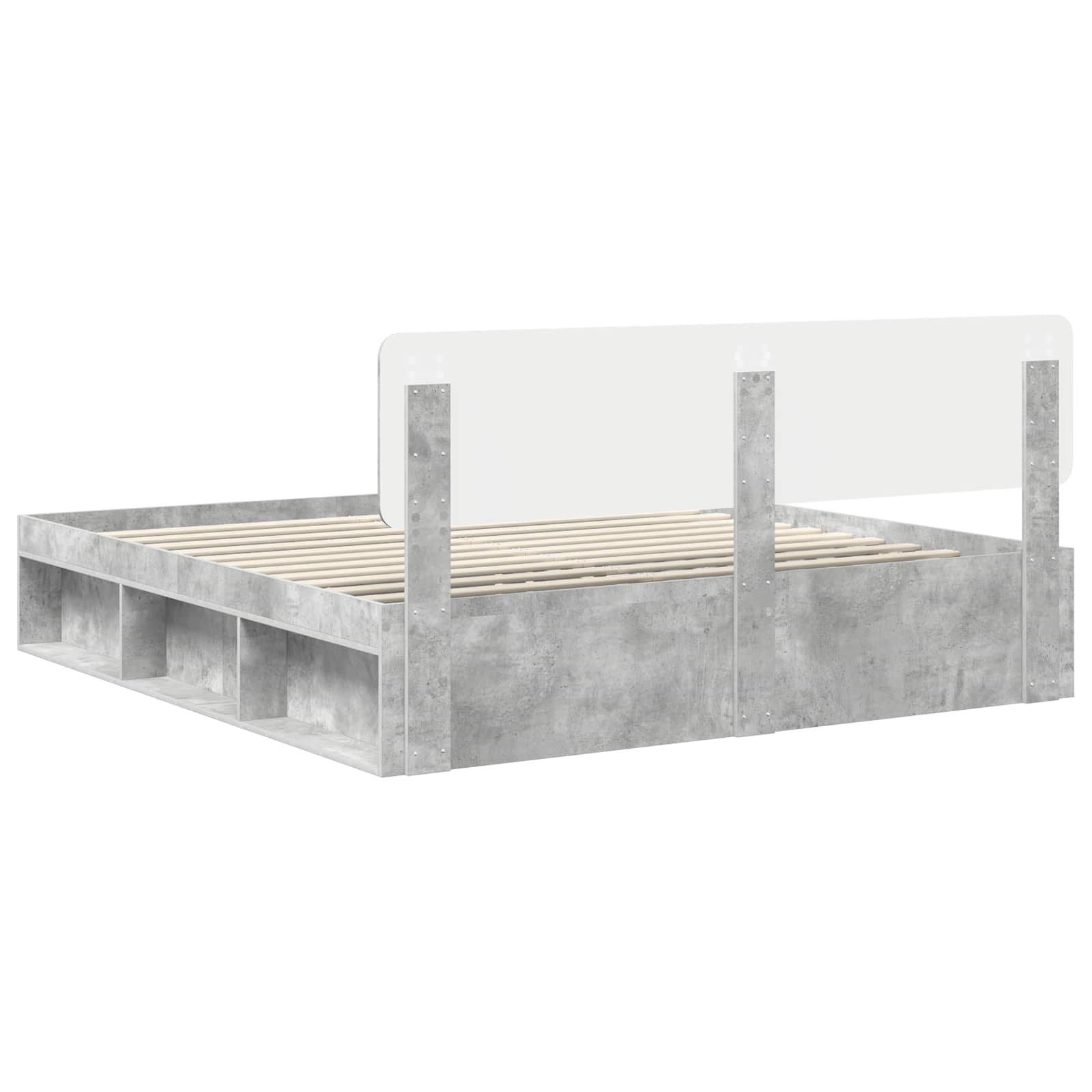 Cadre de lit avec tête de lit Béton 180 x 200 cm Pin massif - XIOS
