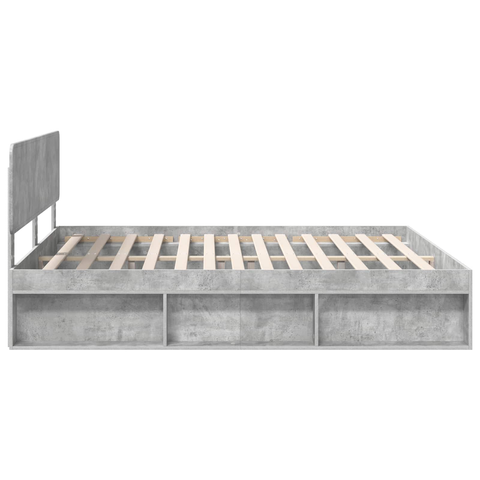 Cadre de lit avec tête de lit Béton 180 x 200 cm Pin massif - XIOS